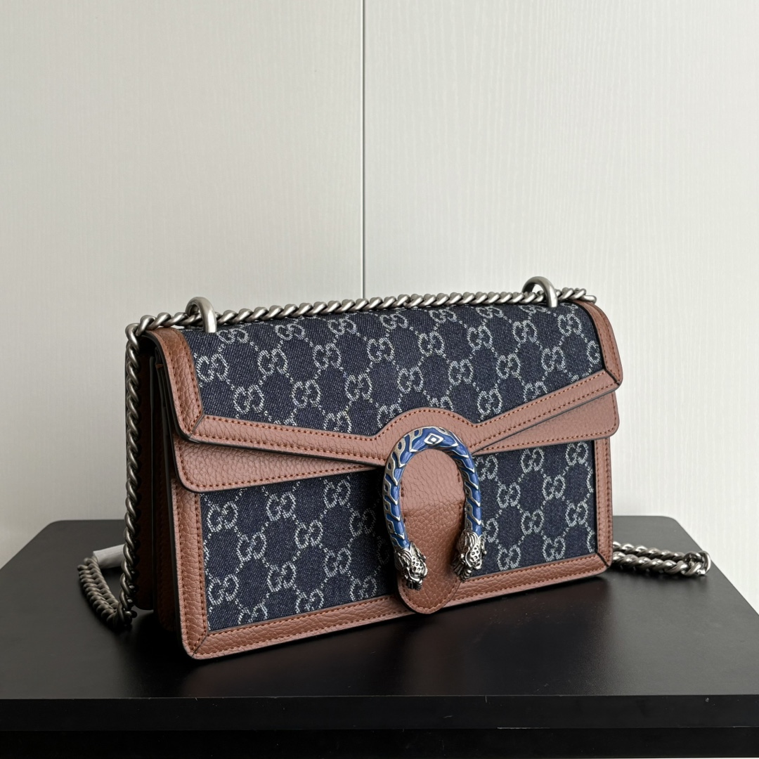 Gucci Dionysus Medium GG-Jacquard Shoulderbag - Blue/Ivory/Brown