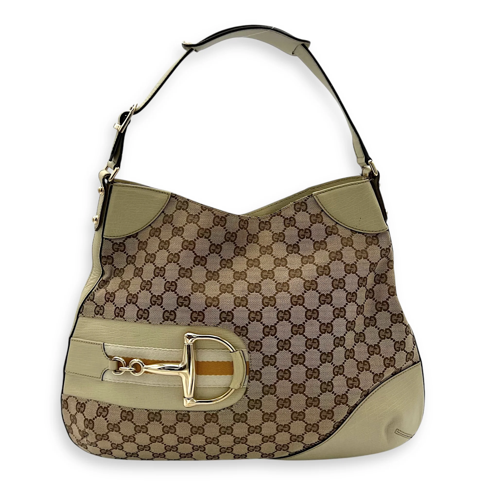 GG Shoulder Bag Brown in Canvas, Gold hardware