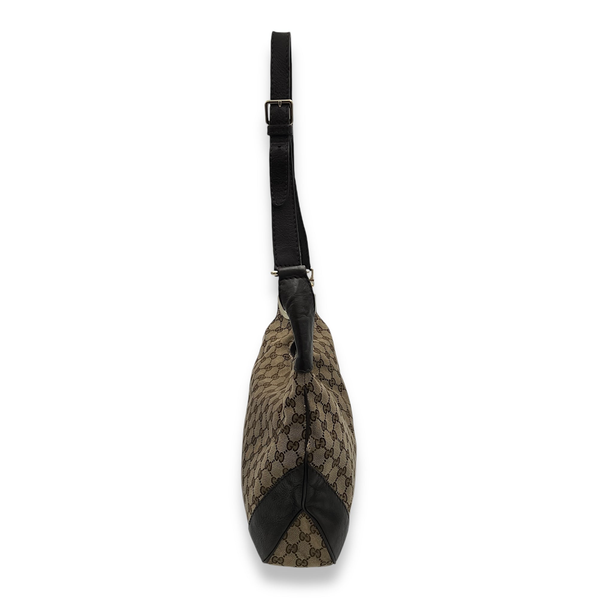 Shoulder Bag Brown in Jacquard, Light Gold hardware