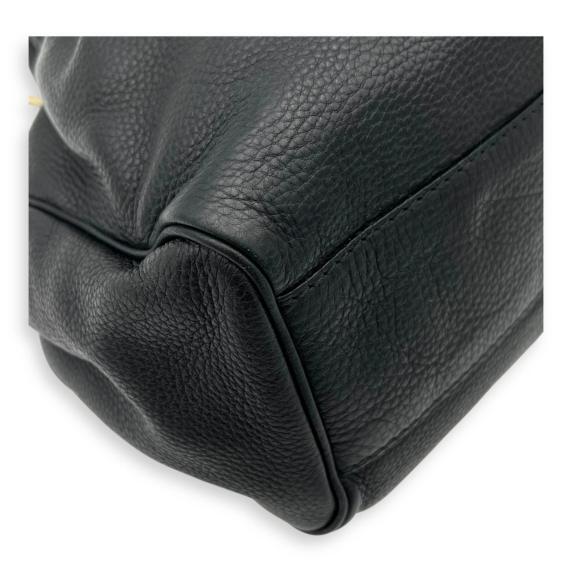 Sukey Black Top Handle Bag in Calfskin, Light Gold hardware