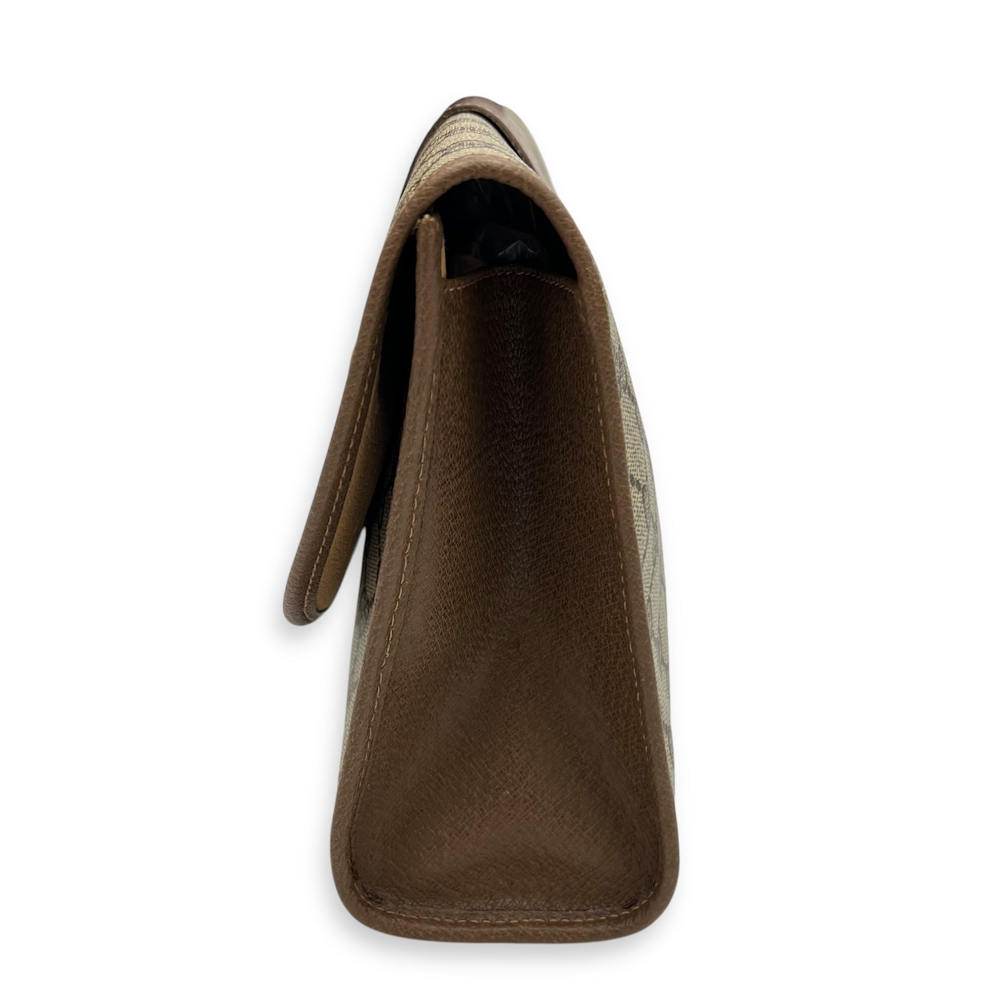 Vintage Clutch Brown in Coated Canvas, Gold hardware