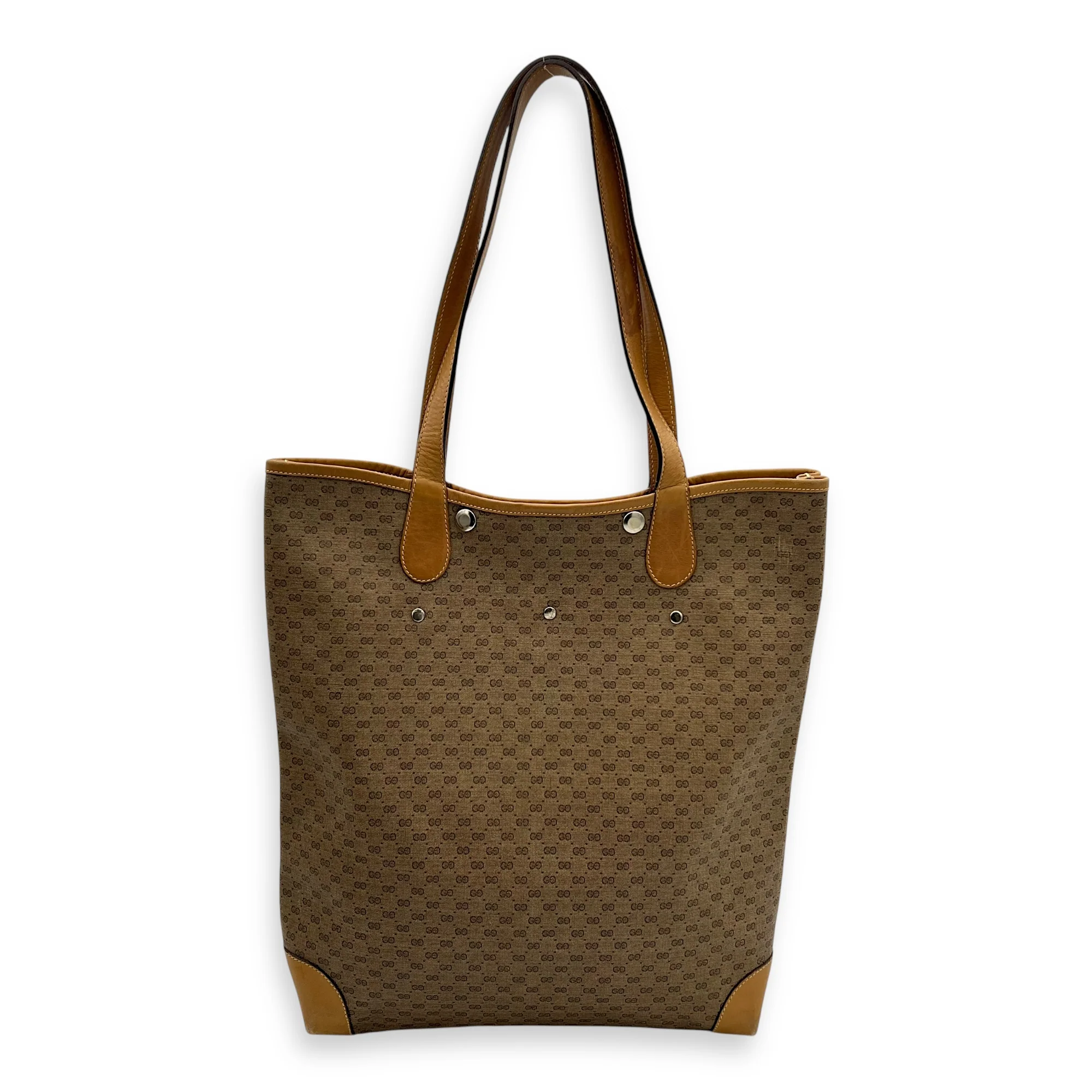 GG Tote Bag Brown in Coated Canvas, Gold hardware