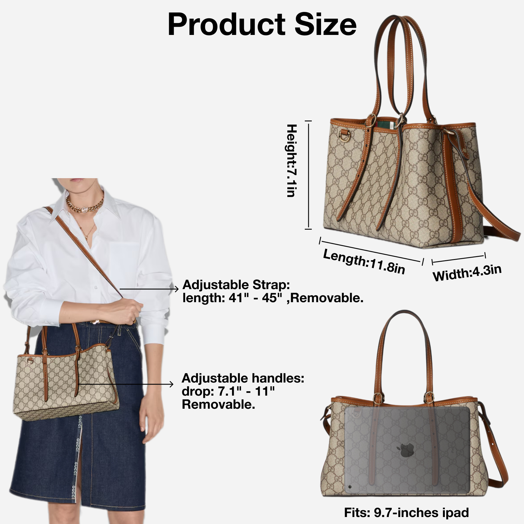 [TOP] Gucci GG Emblem Medium brown tote bag