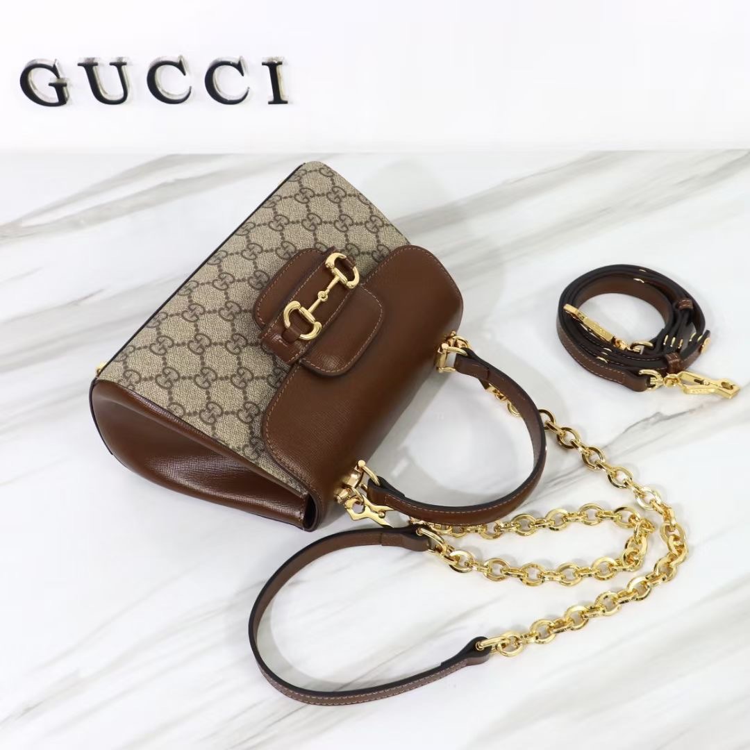 Gucci GG Supreme Horsebit 1955 Small Chain Top Handle - Bag