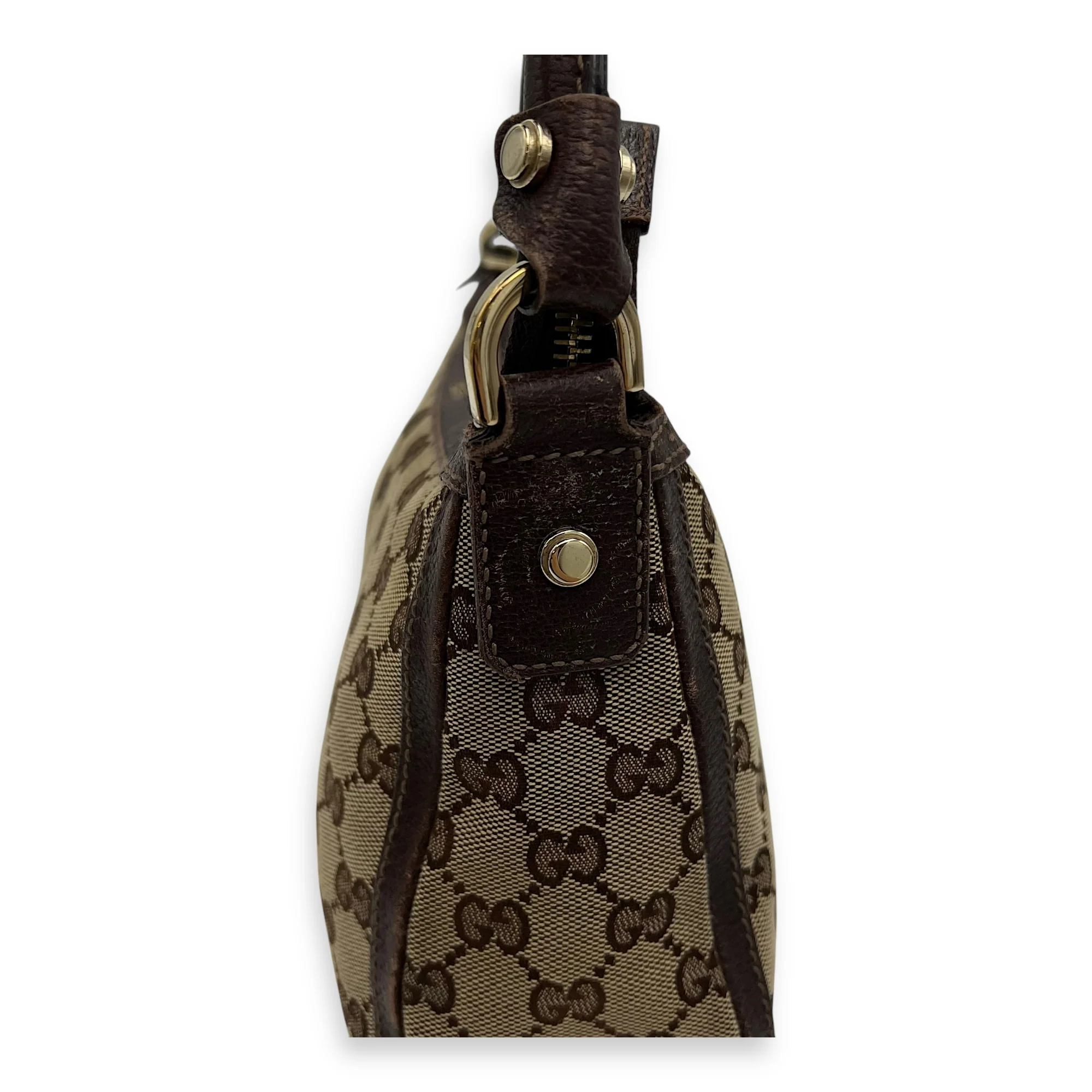 GG Top Handle Bag Brown in Canvas, Gold hardware