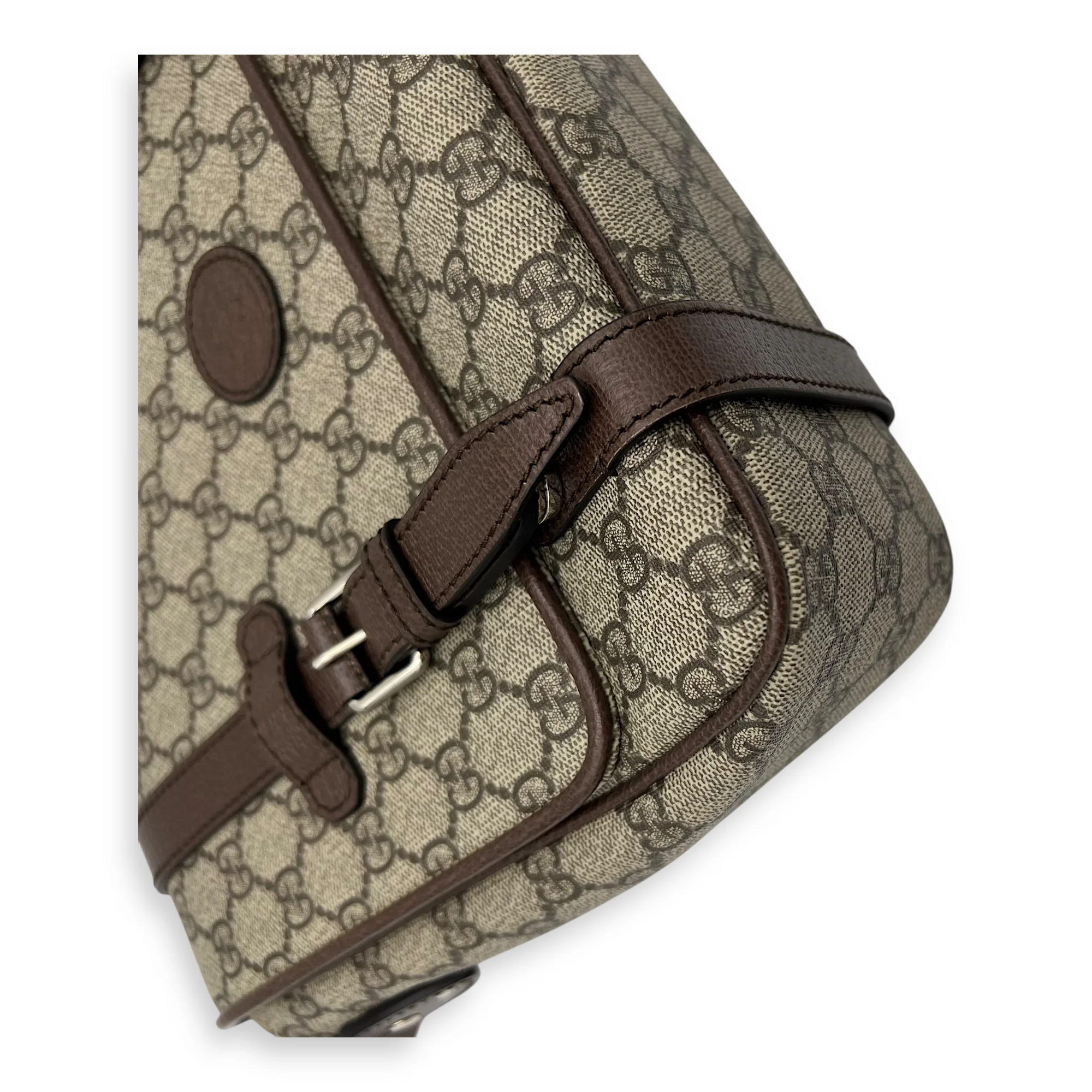 GG Supreme Brown Messenger in Coated Canvas, Silver hardware