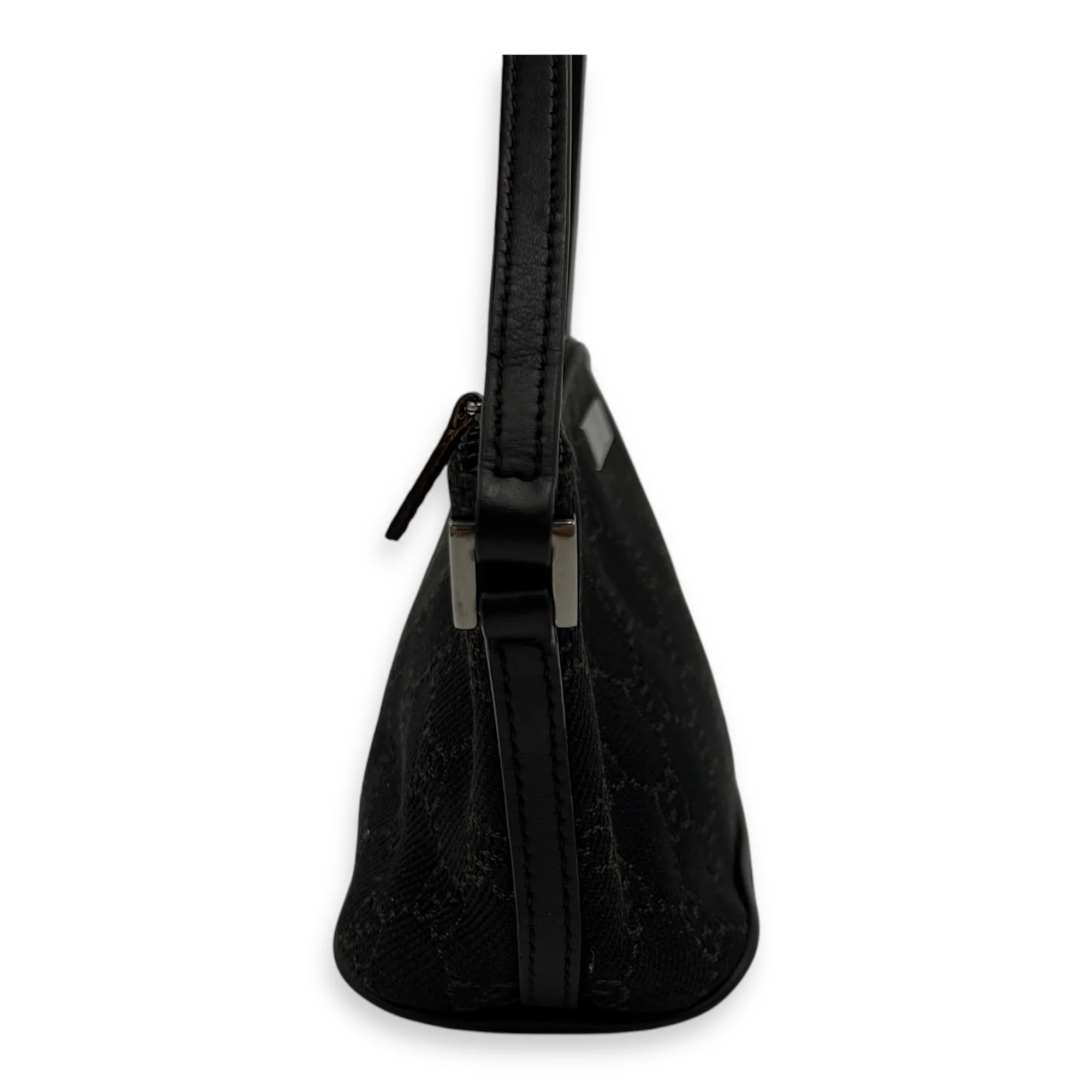 Boat Pochette Brown Pouch in Jacquard, Silver hardware