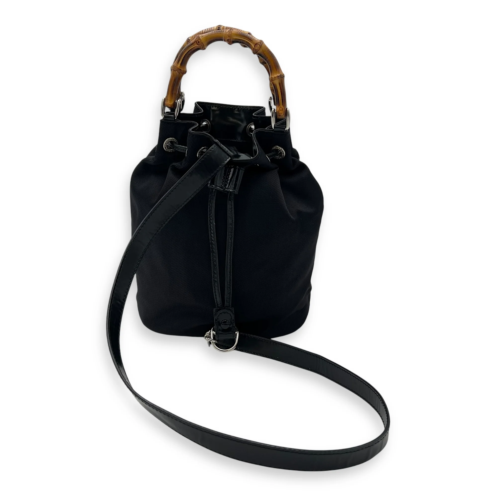 Bamboo Top Handle Bag Black in Calfskin, Gold hardware