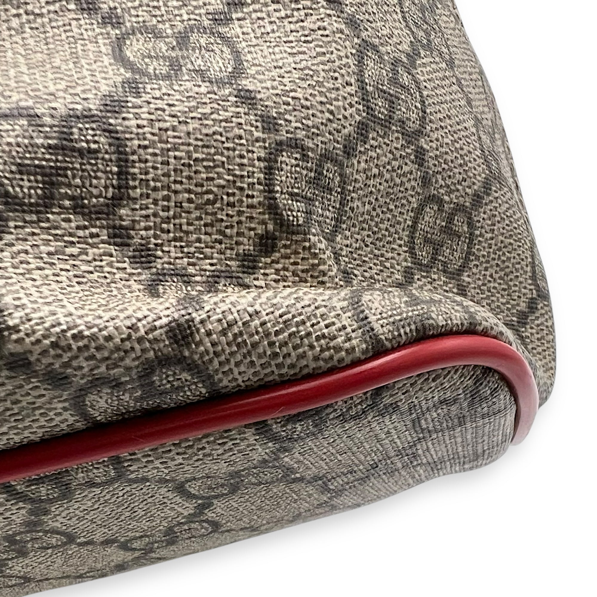 GG Supreme Snake Heart Grey Tote Bag in Coated Canvas, Silver hardware