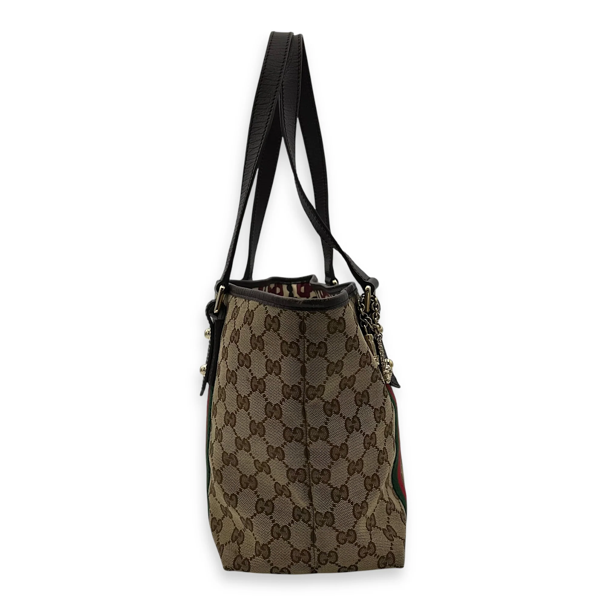GG Tote Bag Brown in Canvas, Gold hardware