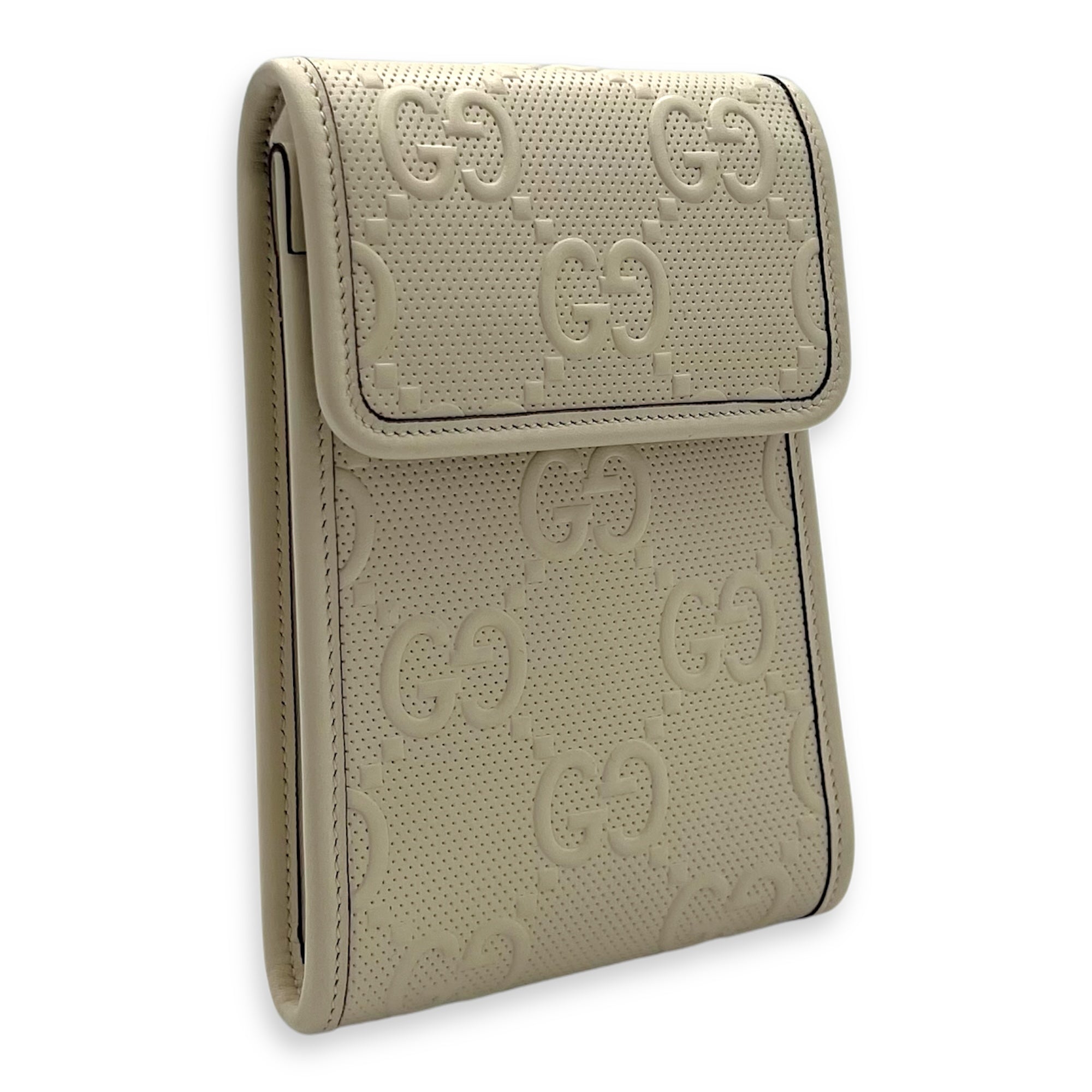 GG Crossbody Bag White in Calfskin, Silver hardware