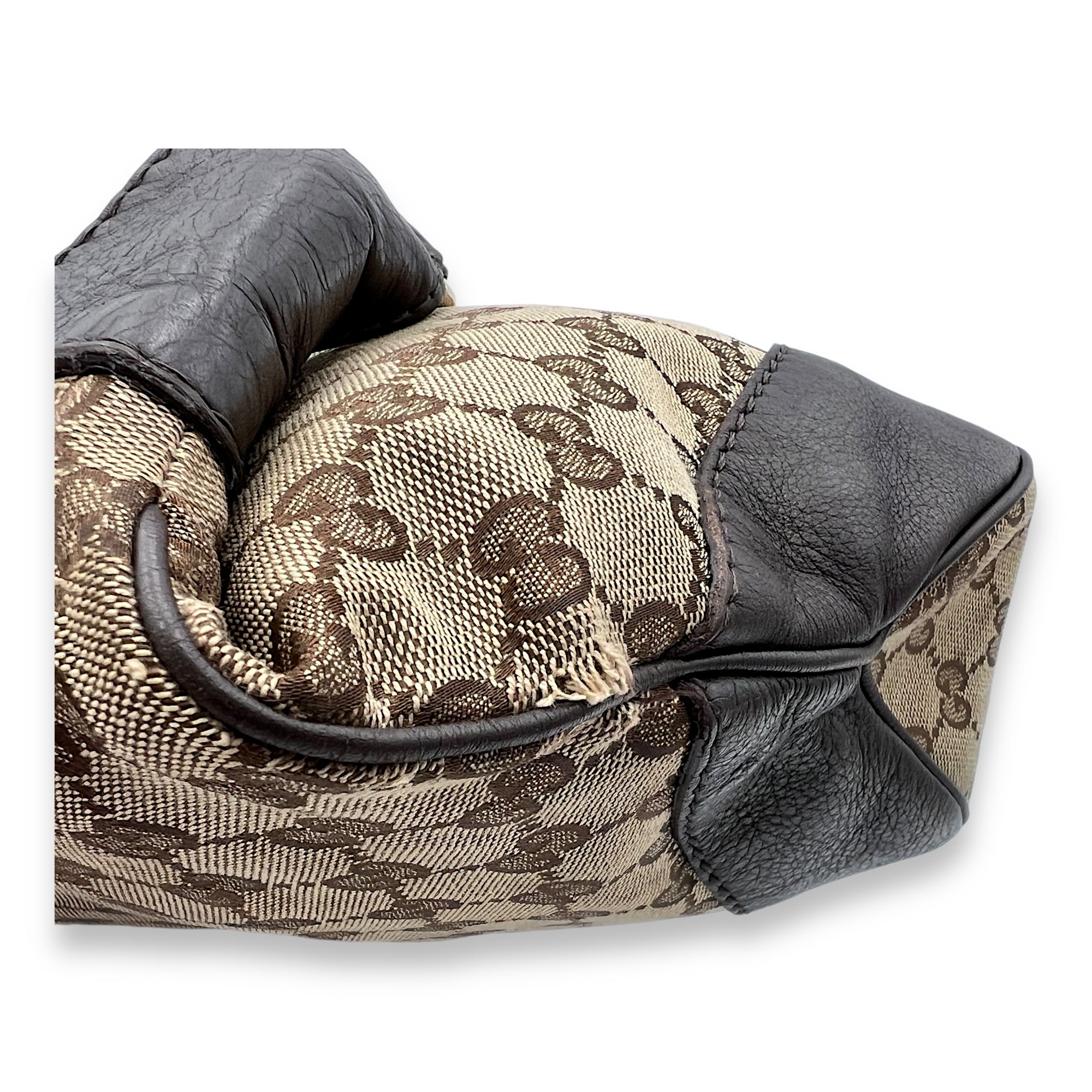 Shoulder Bag Brown in Jacquard, Light Gold hardware