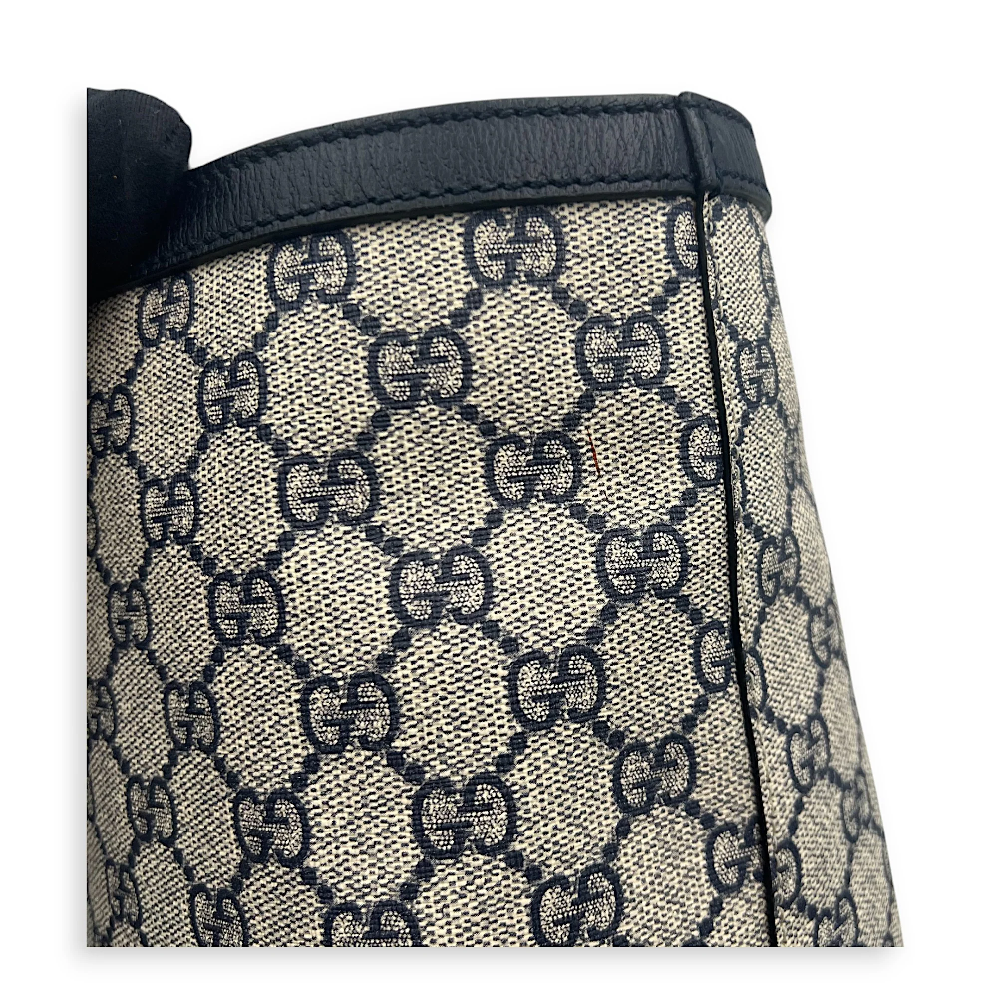 Ophidia Tote Bag Blue in Coated Canvas, Silver hardware