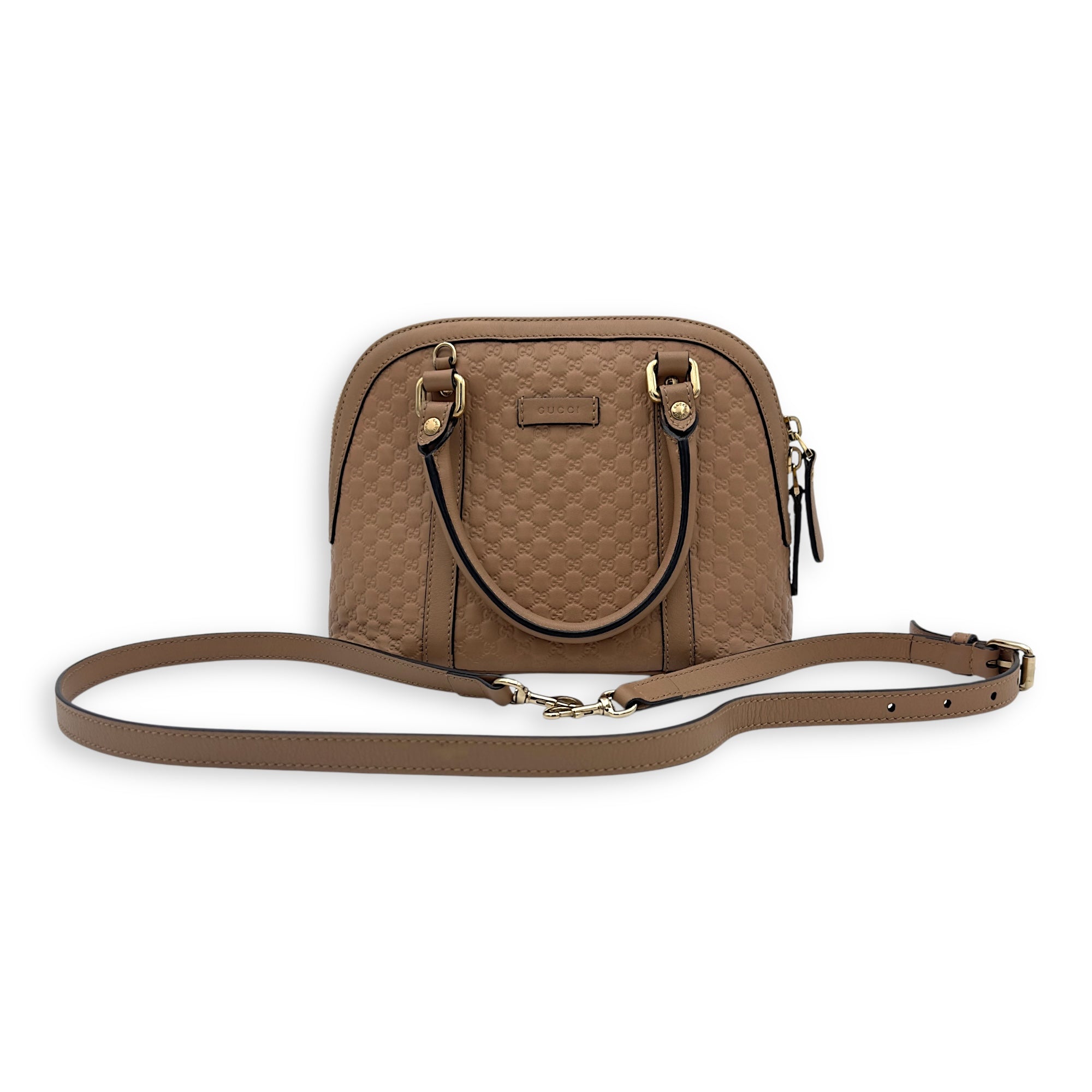 Dome Top Handle Bag Beige in Calfskin, Gold hardware