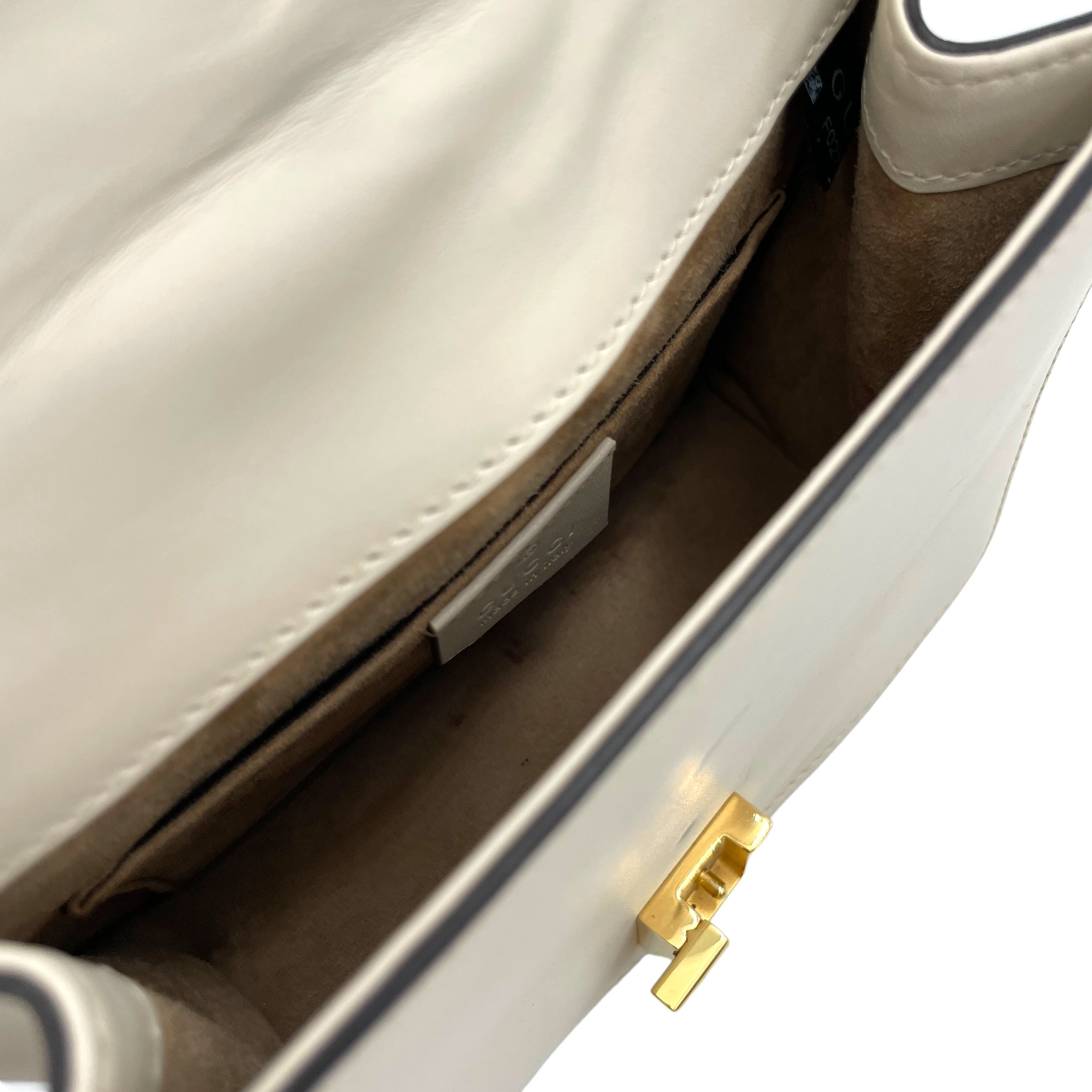 Sylvie Crossbody Bag White in Calfskin, Gold hardware