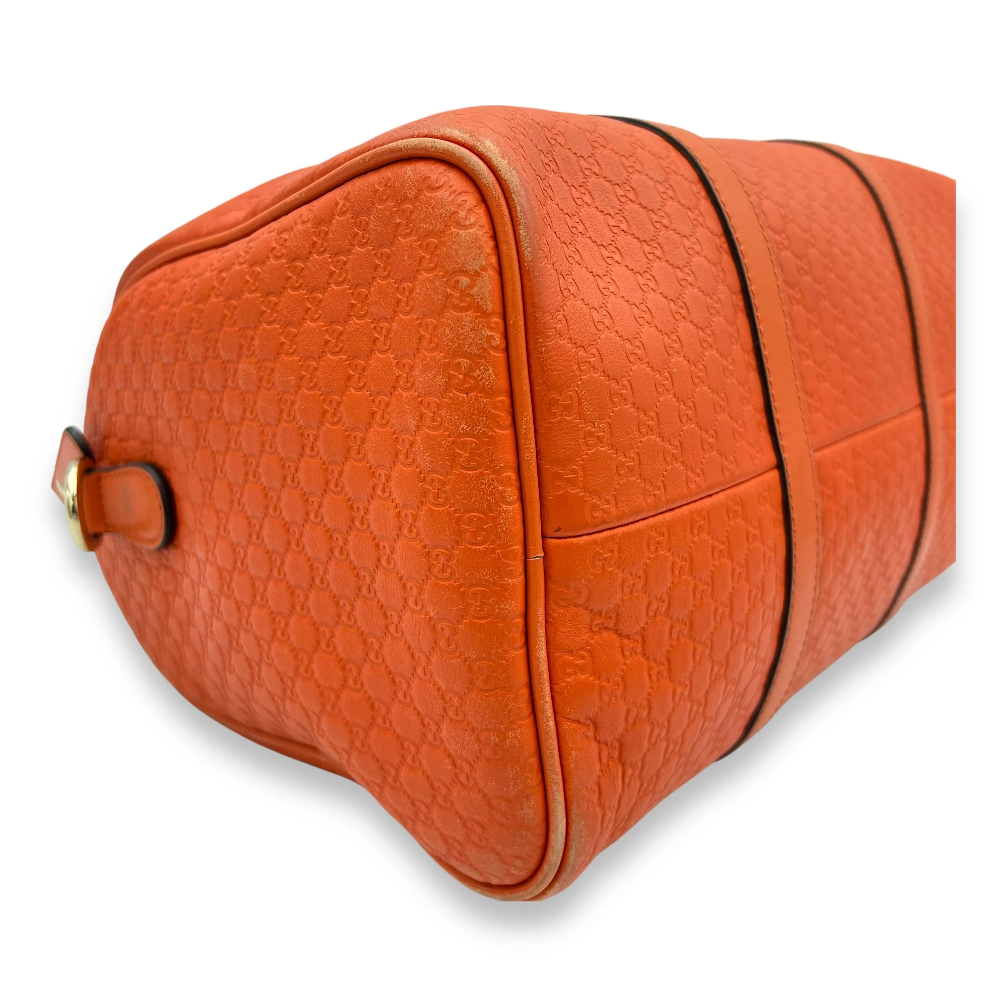 Boston Top Handle Bag Orange in Guccissima Leather, Gold hardware