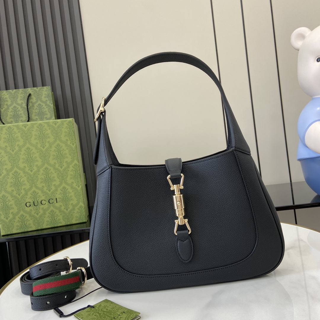 [TOP] Gucci Jackie 1961 small shoulder bag in black leather