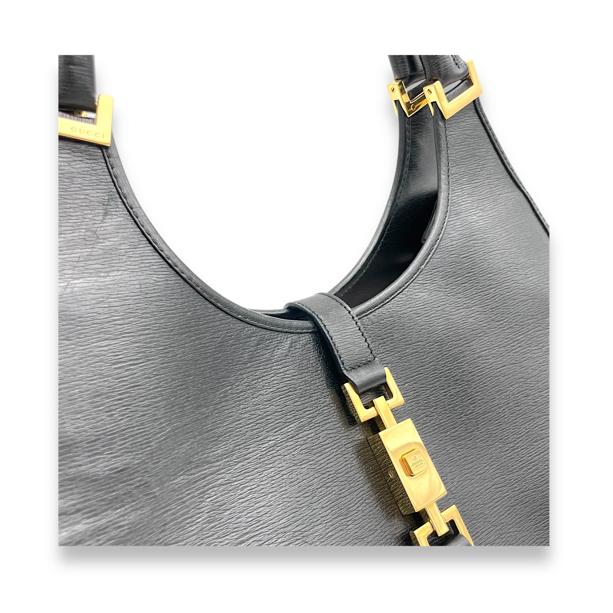 Jackie Shoulder Bag Black in Calfskin, Gold hardware