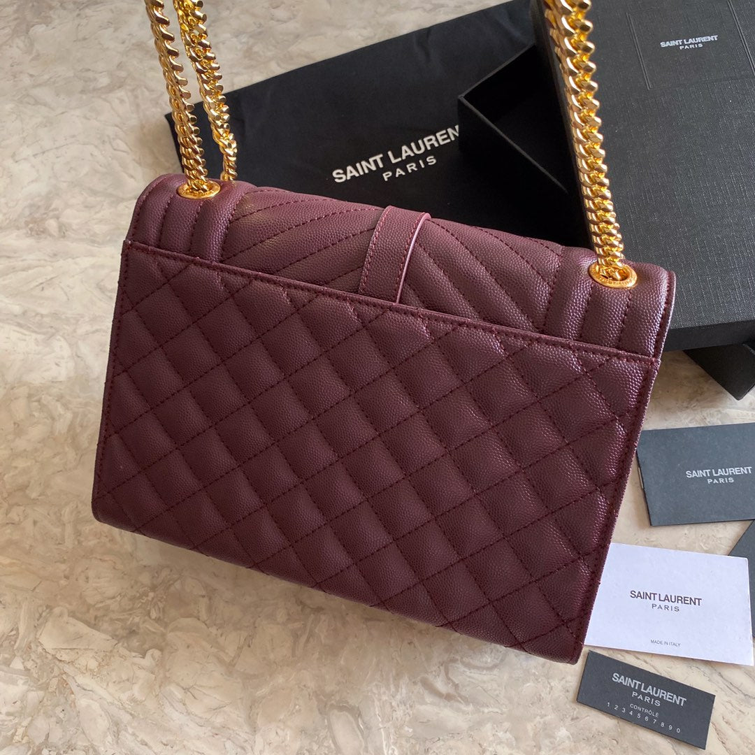 YSL Envelope Medium Bag In Mix Matelasse Grain De Poudre Embossed Leather