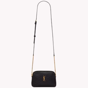 YSL GABY ZIPPERED POUCH IN LAMBSKIN-Black