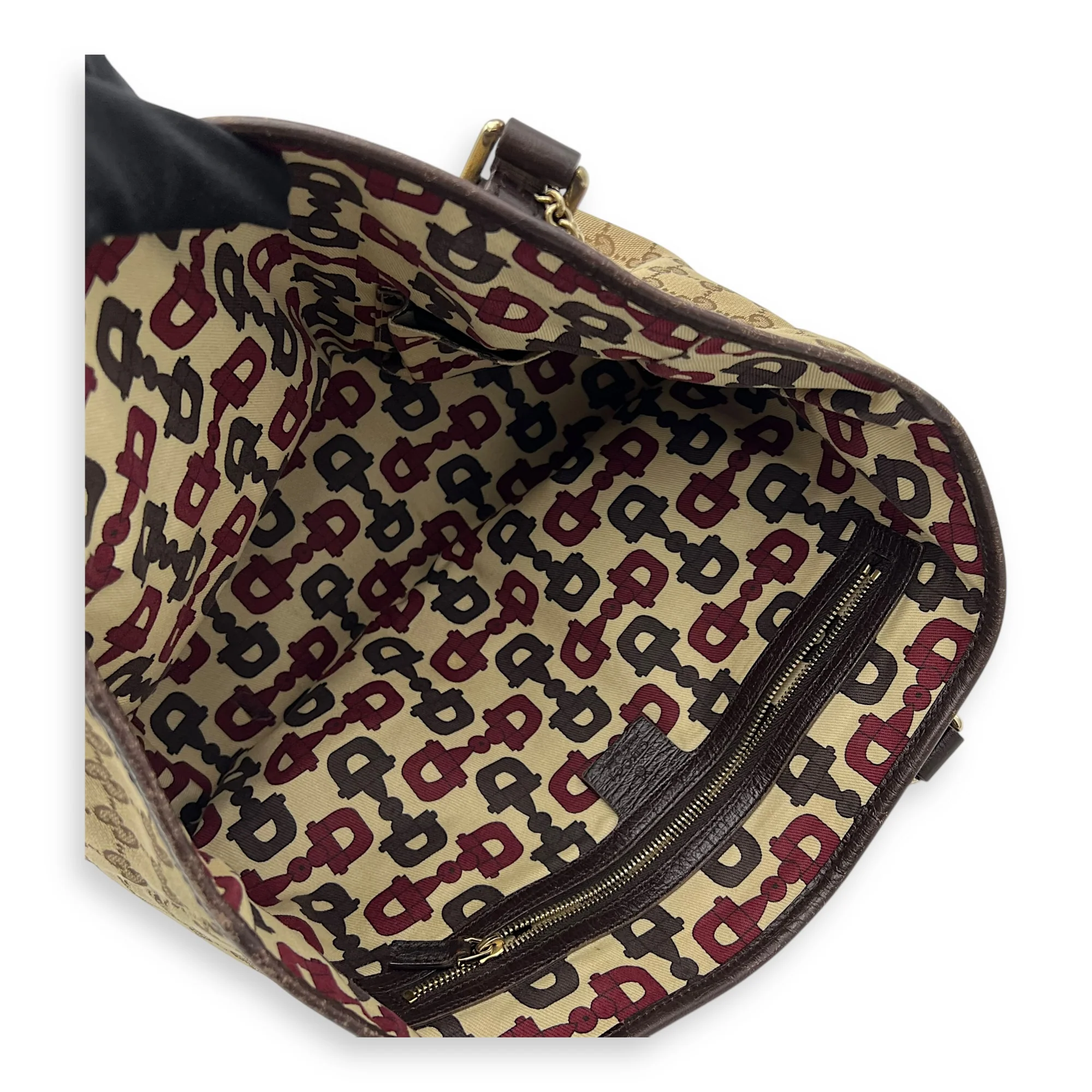 GG Tote Bag Brown in Canvas, Gold hardware