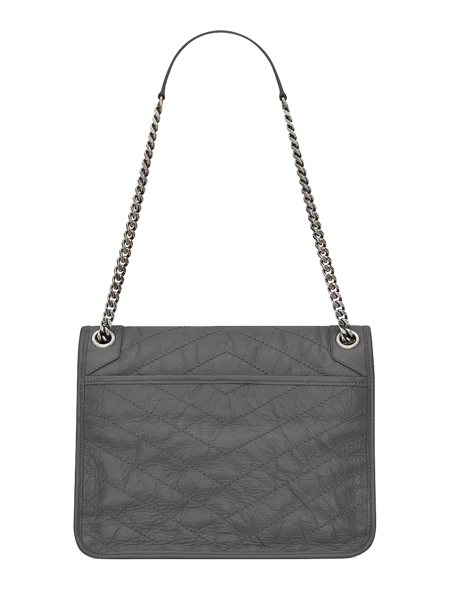 Niki Medium Chain Bag Crinkled Vintage Leather in Storm
