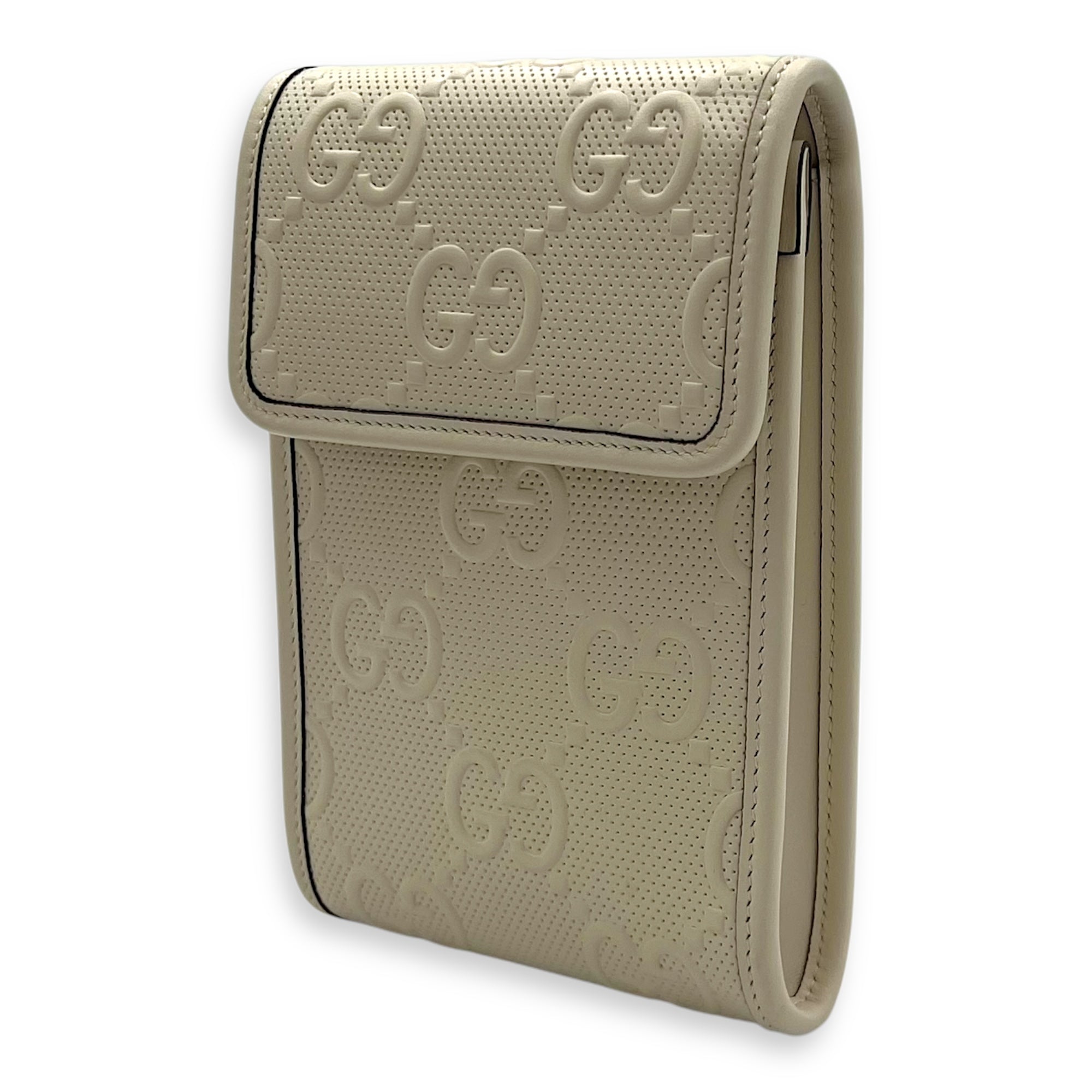 GG Crossbody Bag White in Calfskin, Silver hardware