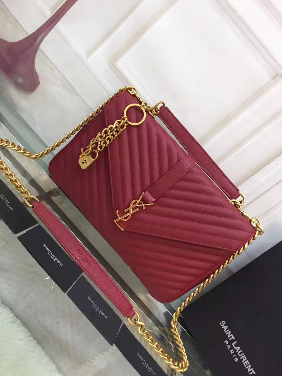 YSL College Large Quilted Leather Bag