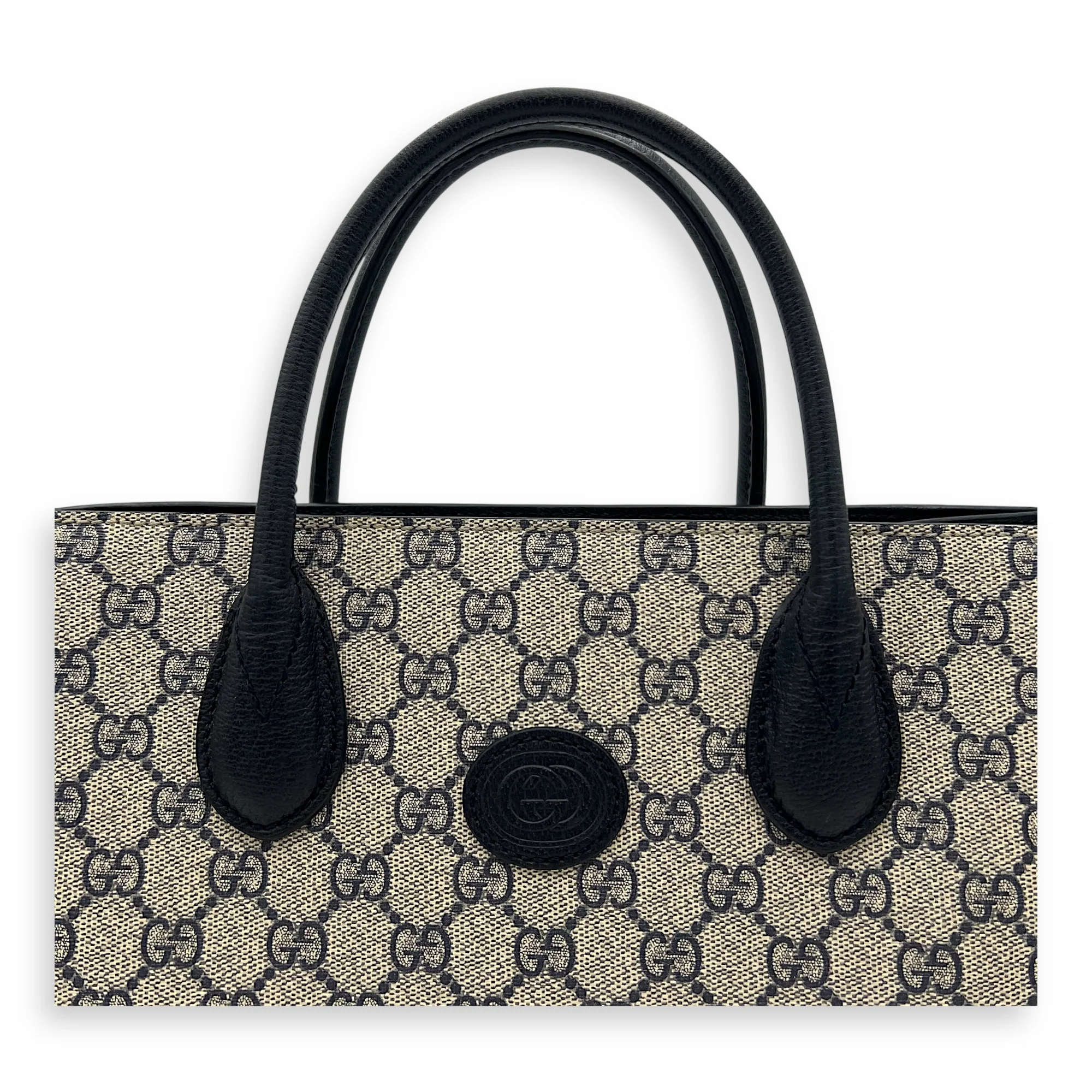 GG Supreme Top Handle Bag Blue in Coated Canvas, Ruthenium hardware