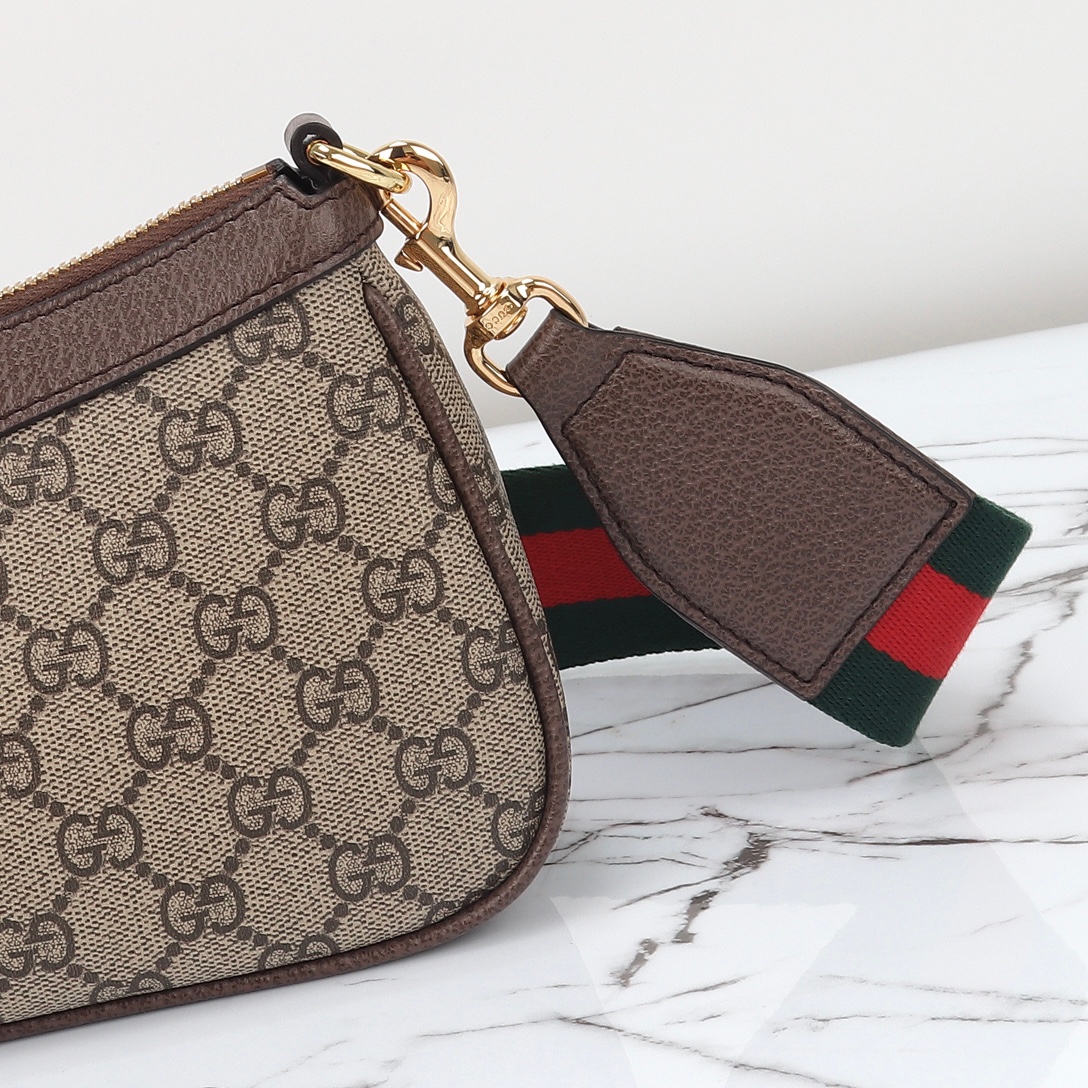 Gucci Ophidia Collection Small Handbag with Extra Strap - Beige And Dark Brown Bag
