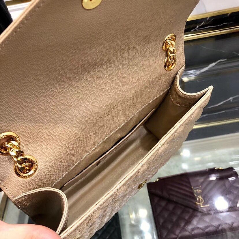 YSL ENVELOPE MEDIUM BAG IN MIX MATELASSÉ GRAIN DE POUDRE EMBOSSED LEATHER