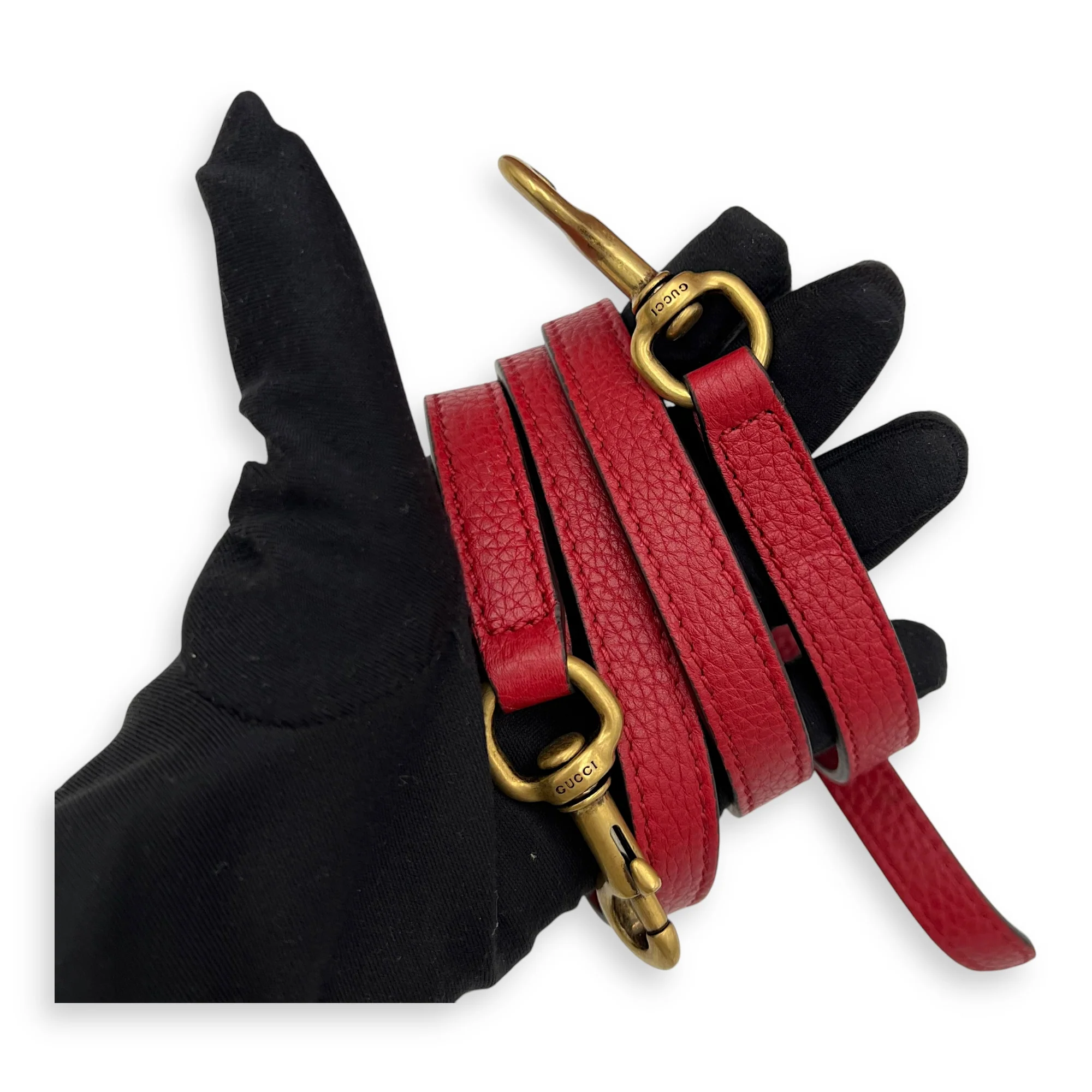 GG Marmont Top Handle Bag Red in Calfskin, Gold hardware