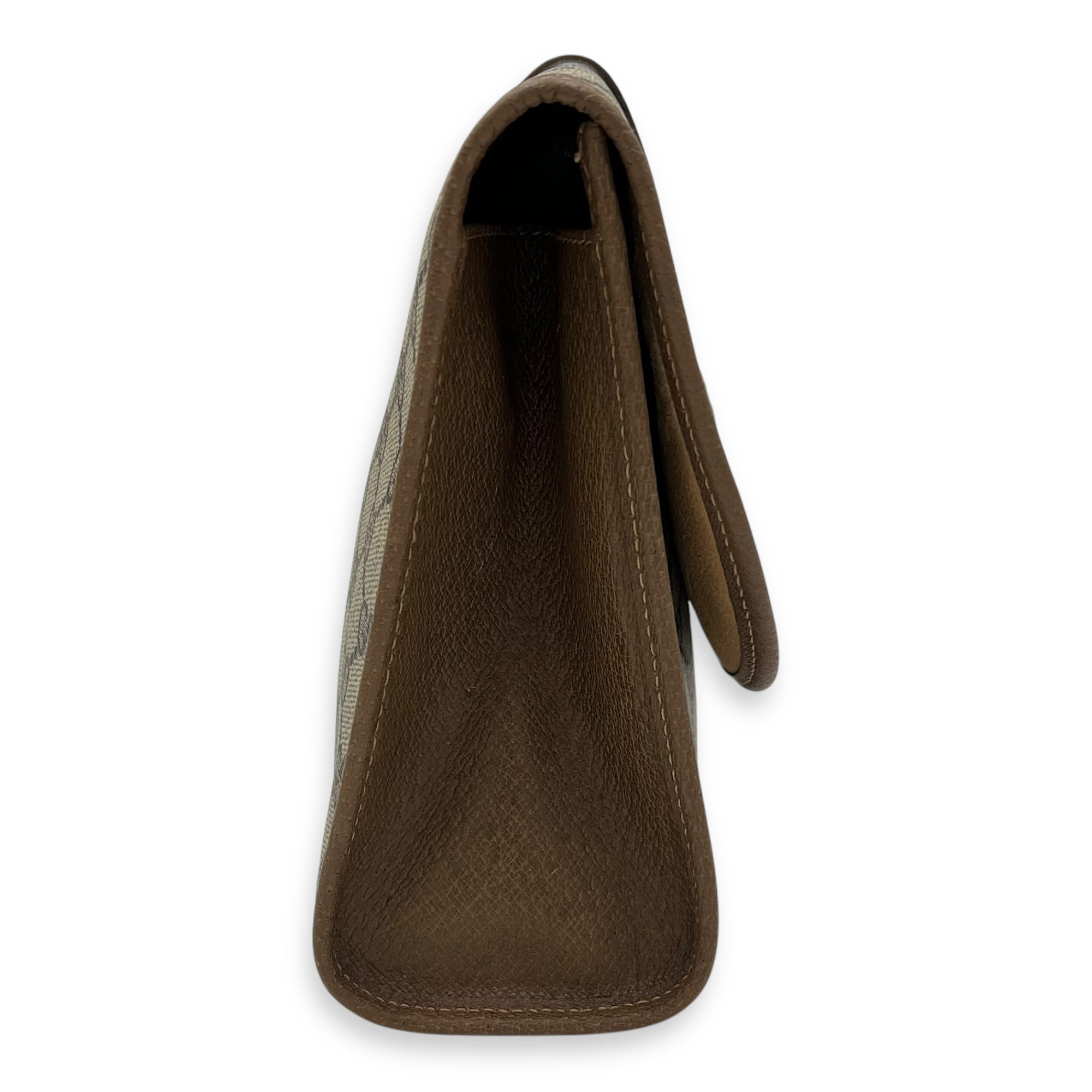 Vintage Clutch Brown in Coated Canvas, Gold hardware