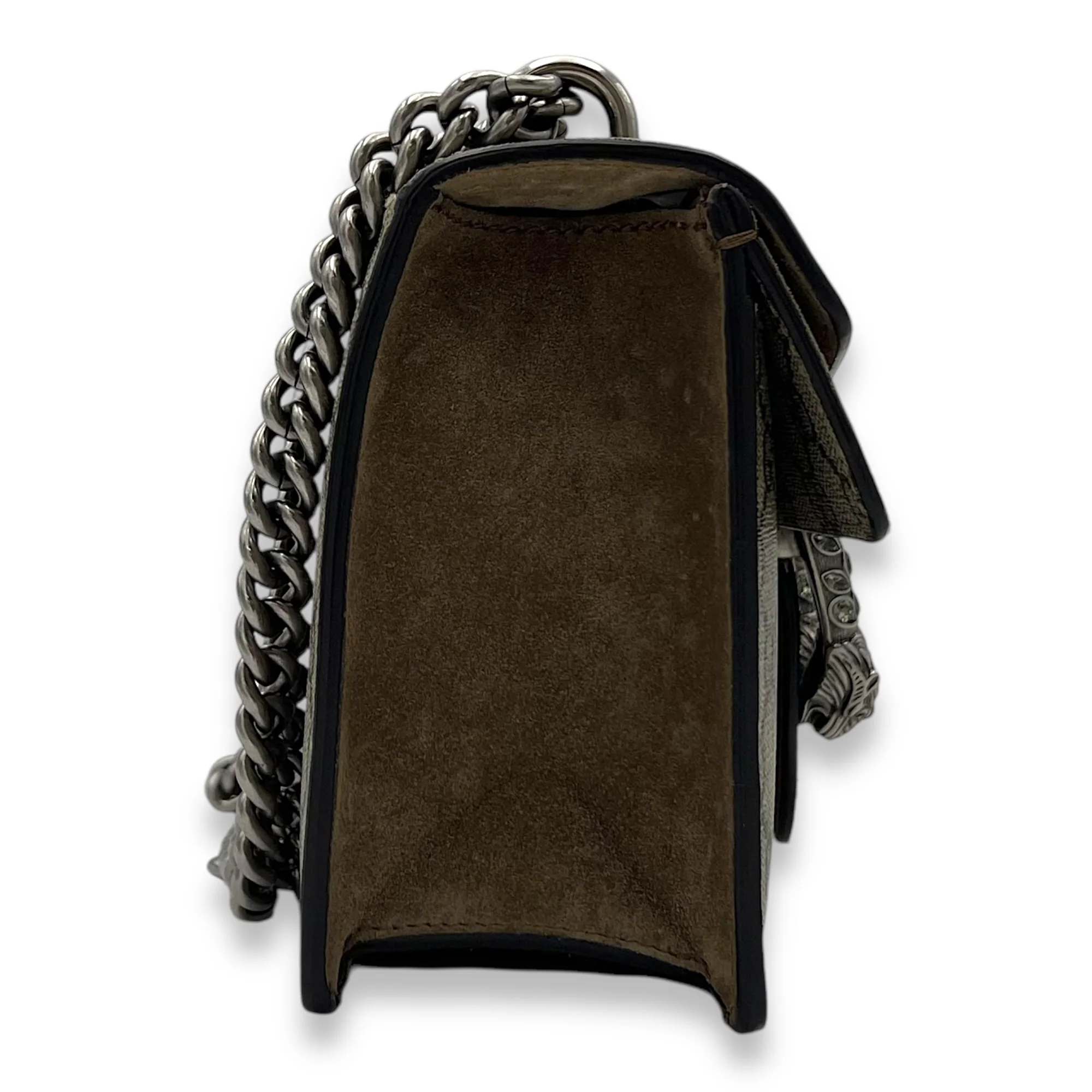 Dionysus Shoulder Bag Medium Brown in Coated Canvas, Silver hardware