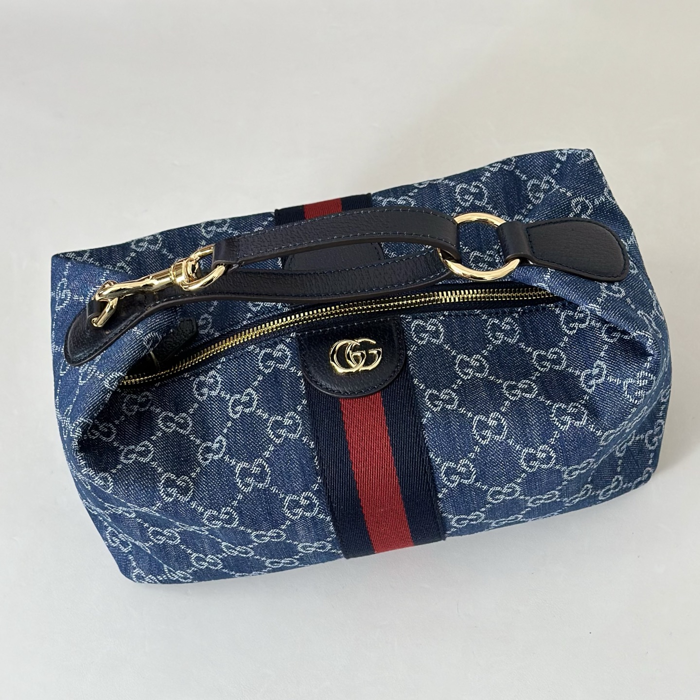 Gucci Vanity Top Handle Blue and white GG denim - Bag