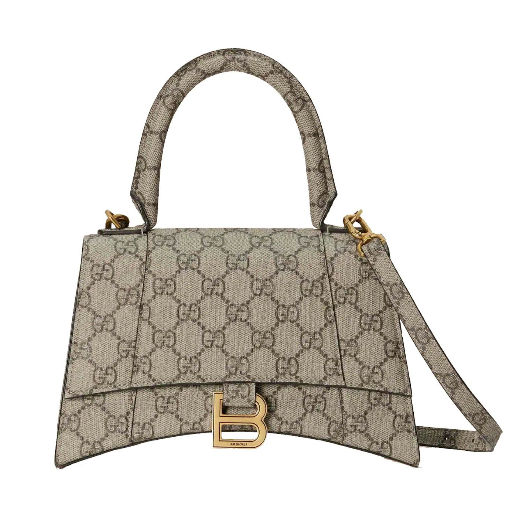 Gucci x Balenciaga The Hacker Project Hourglass Bag - leather canvas&gold-tone hardware, Ebony