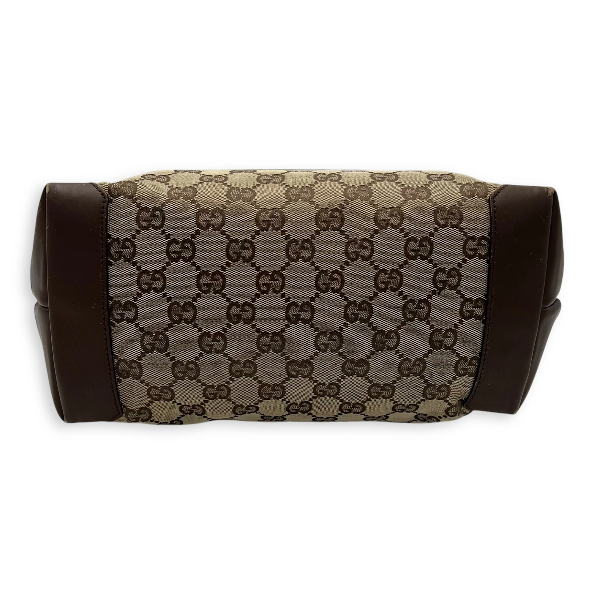 Vintage Tote Bag Brown in Coated Canvas, Silver hardware