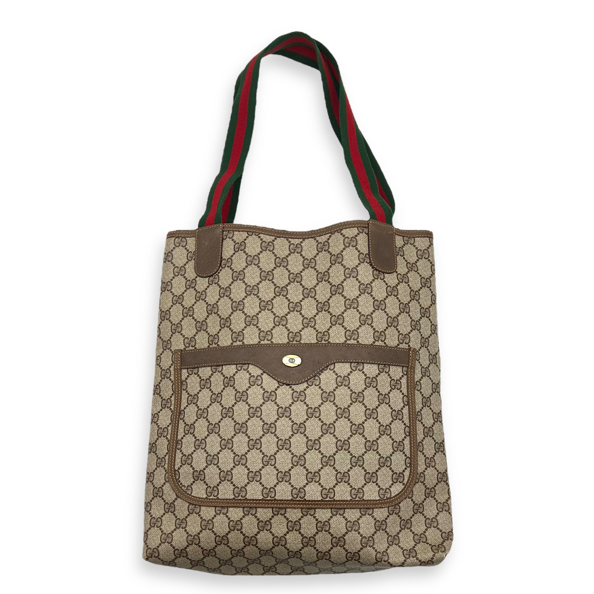Vintage Tote Bag Beige in Coated Canvas, Gold hardware