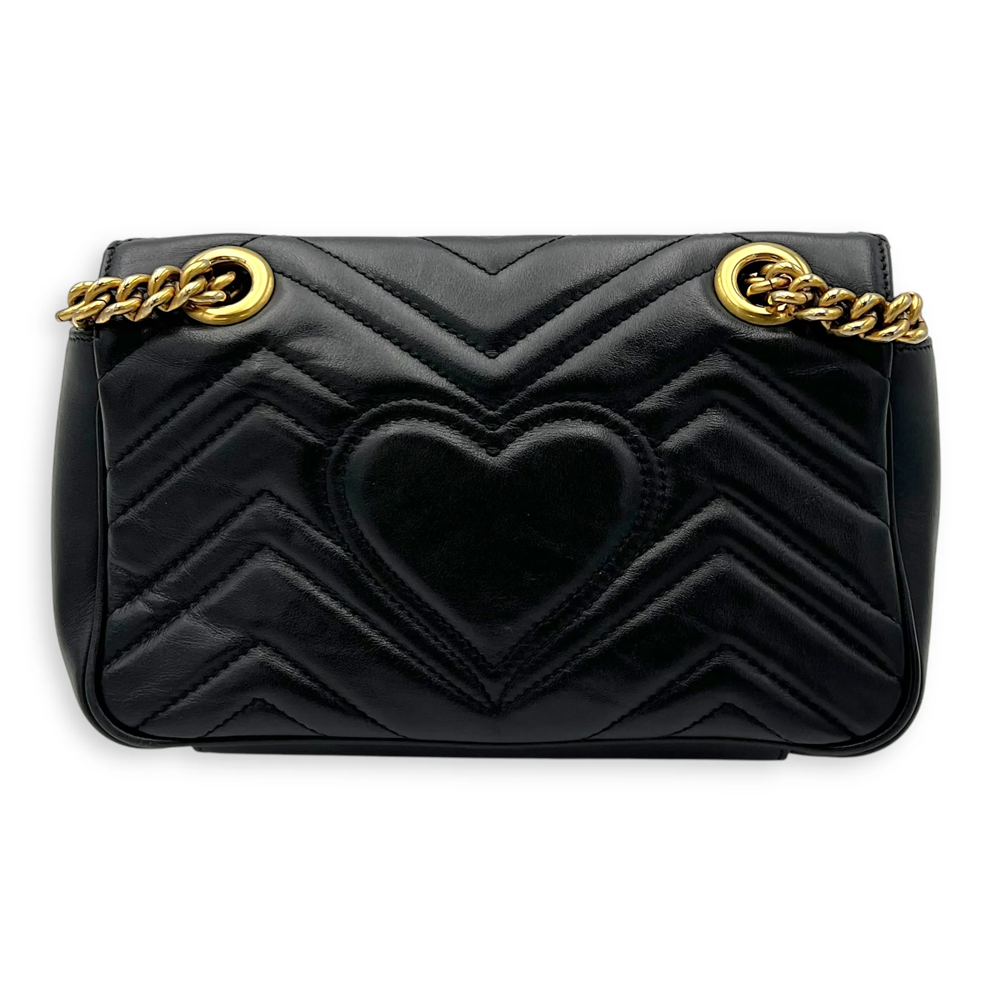 GG Marmont Crossbody Bag Mini Black in Calfskin, Gold hardware