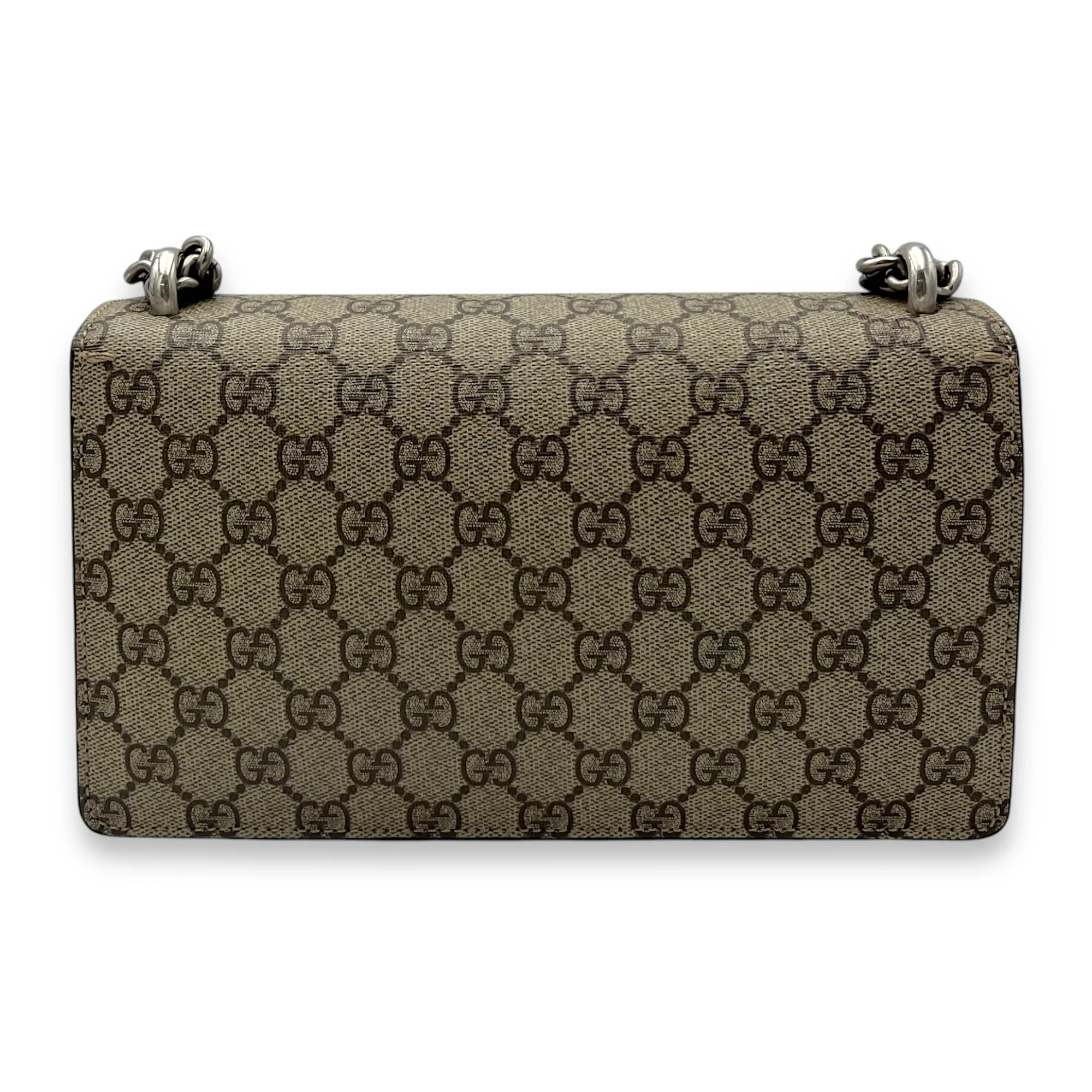 Dionysus Shoulder Bag Medium Brown in Coated Canvas, Silver hardware