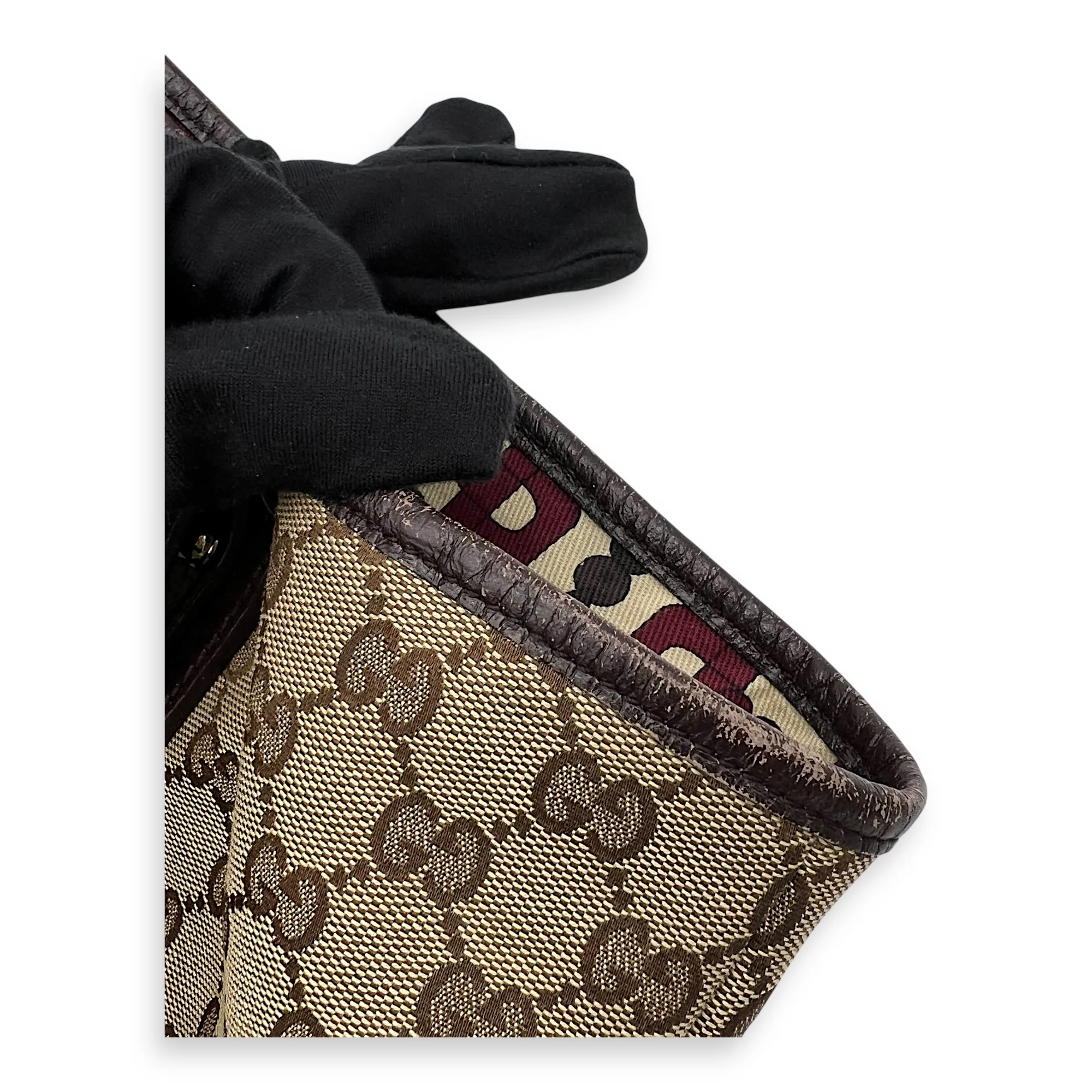 GG Tote Bag Brown in Canvas, Gold hardware