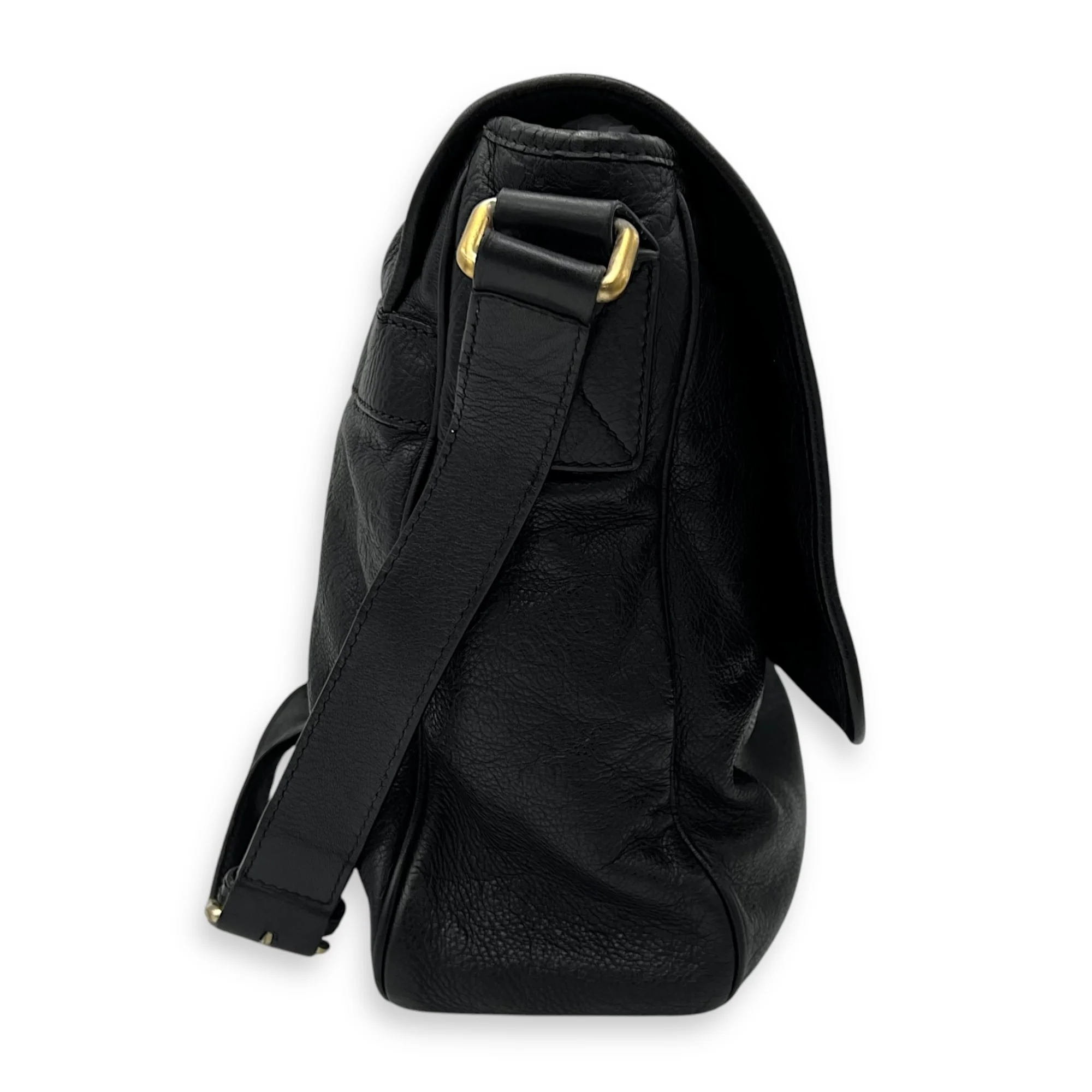GG Supreme Black Messenger in Calfskin, Gold hardware