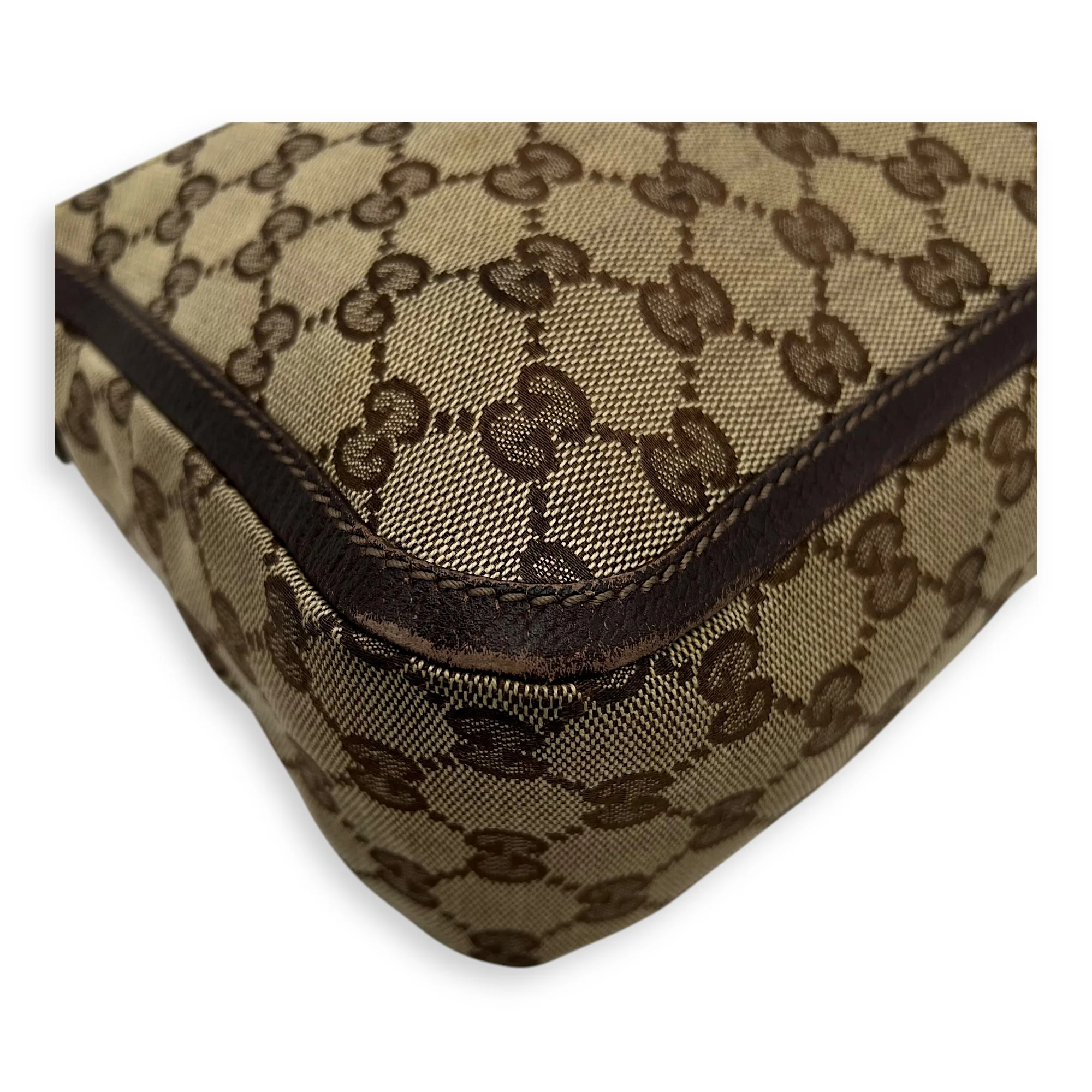 GG Top Handle Bag Brown in Canvas, Gold hardware