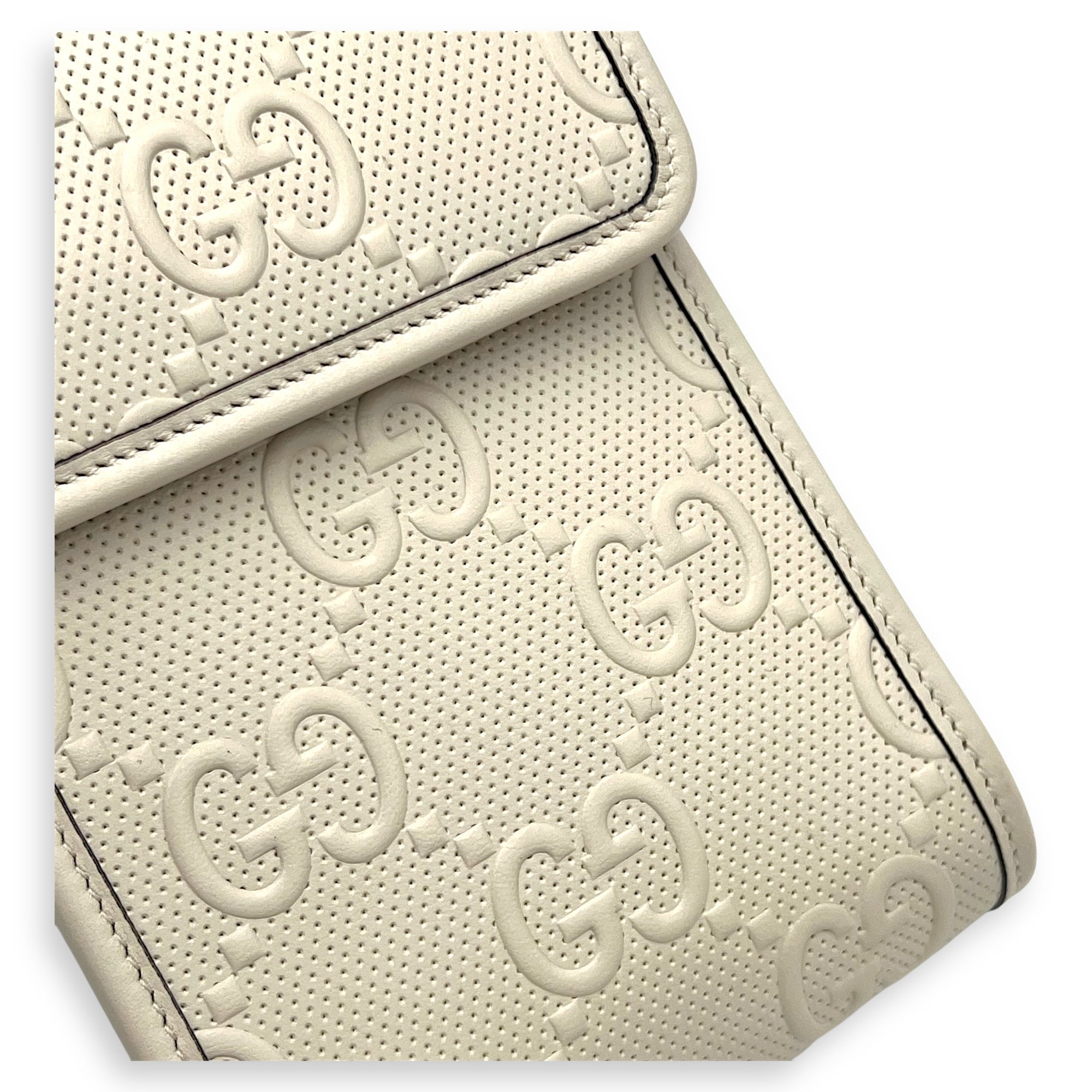 GG Crossbody Bag White in Calfskin, Silver hardware