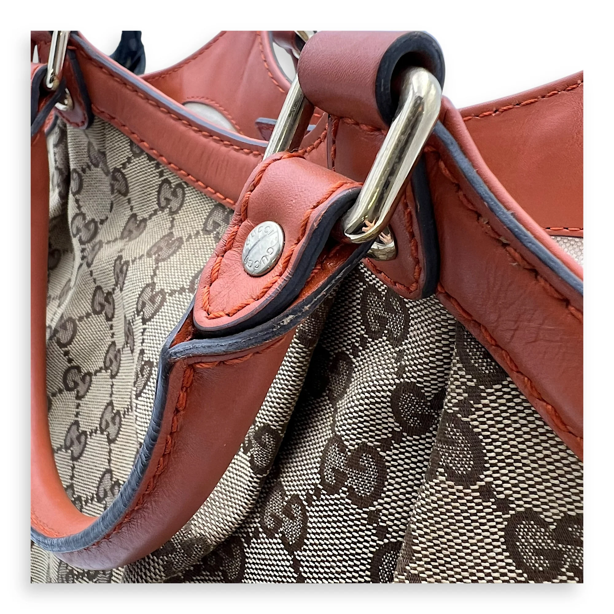 Sukey Shoulder Bag Orange in Jacquard, Light Gold hardware