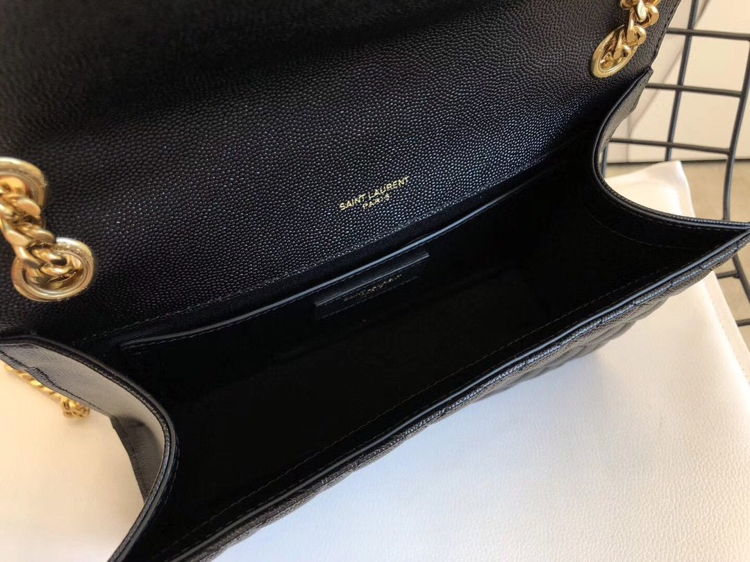 YSL ENVELOPE MEDIUM BAG IN MIX MATELASSÉ GRAIN DE POUDRE EMBOSSED LEATHER