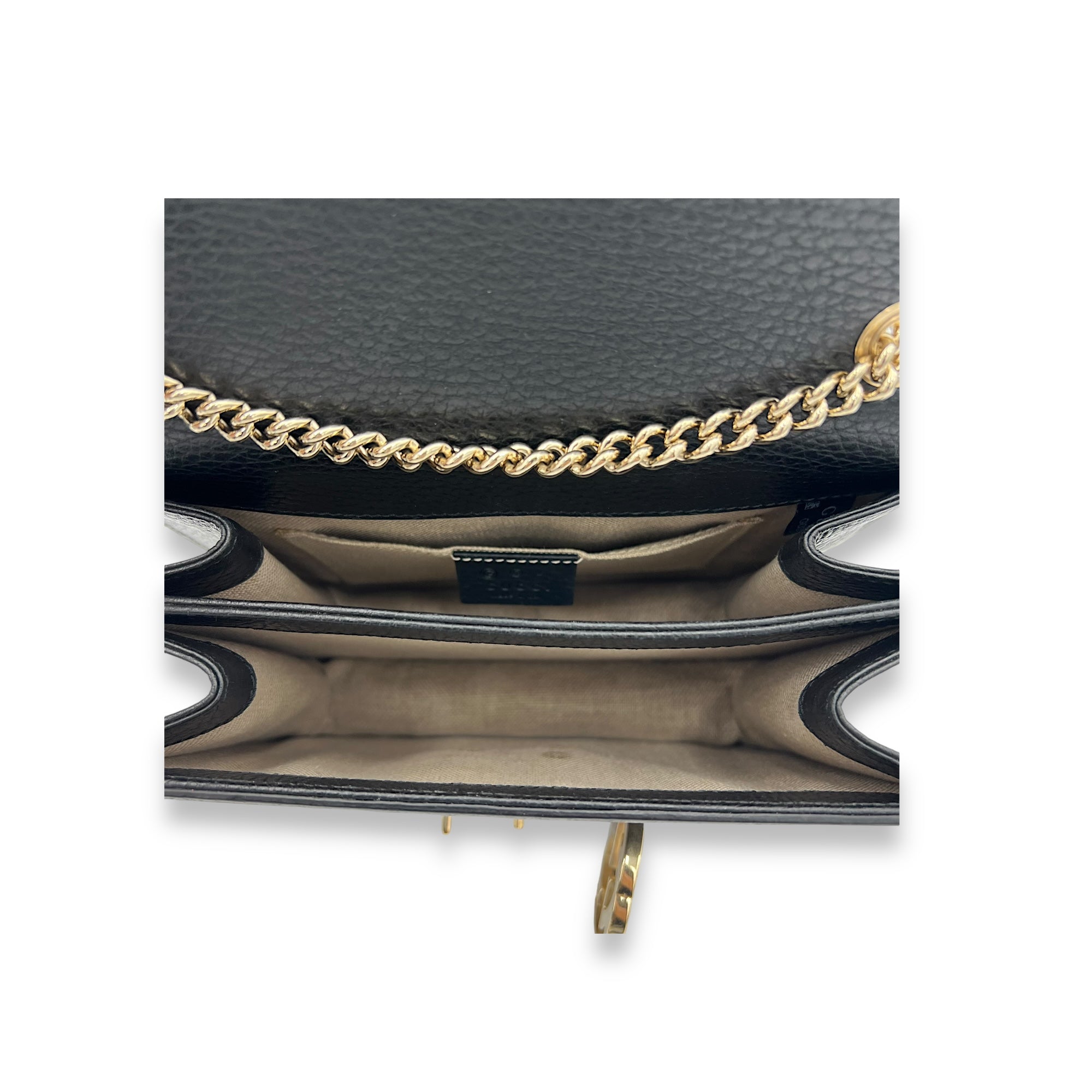 Interlocking G Small Black Crossbody Bag in Calfskin, Light Gold hardware