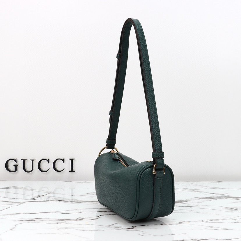 Gucci Half Horsebit Shoulder Green soft grainy leather Mini Bag