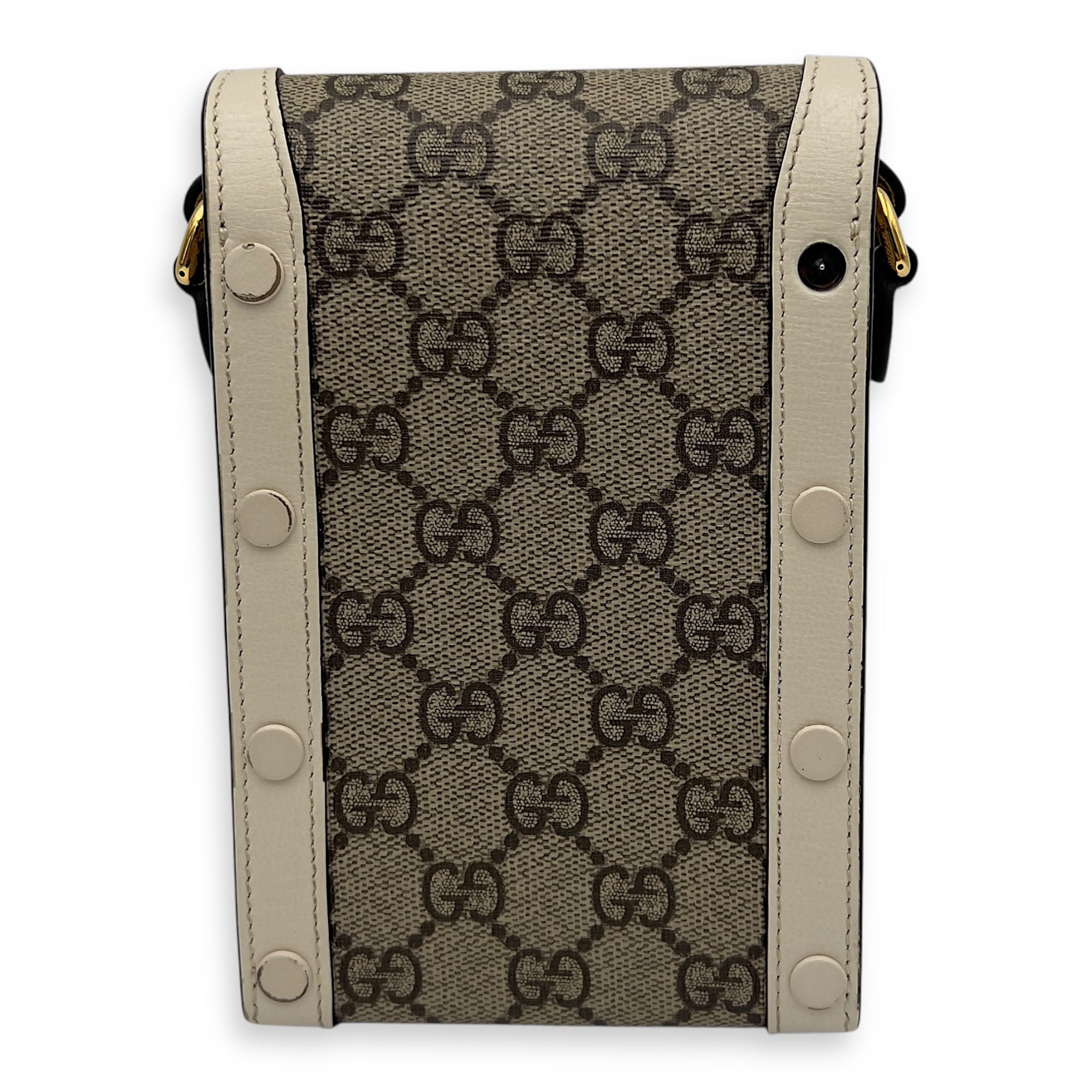 Horsebit 1955 Brown Crossbody Bag in Monogram Coated Canvas, Gold hardware