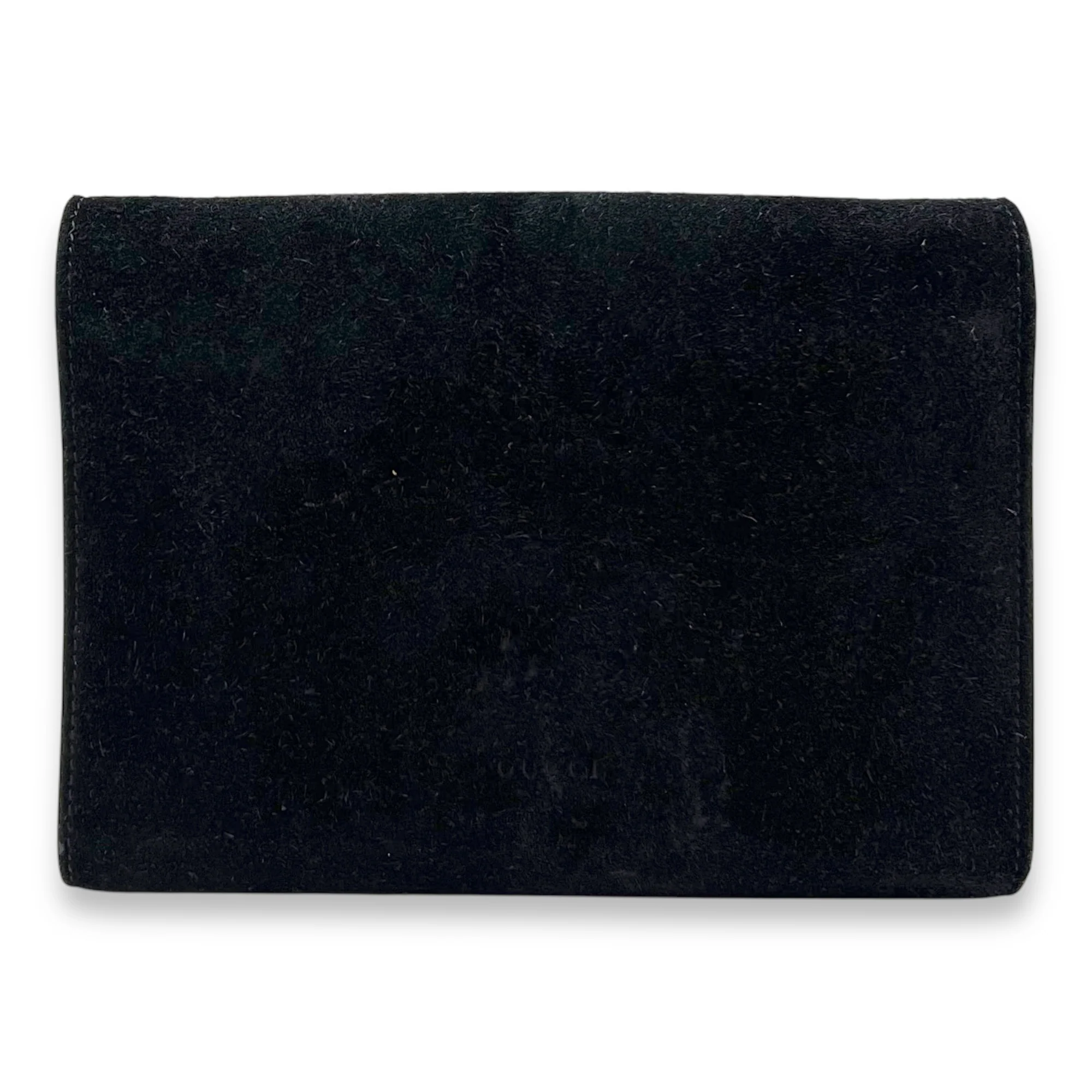 Dionysus Black Wallet On Chain in Suede Leather, Ruthenium hardware